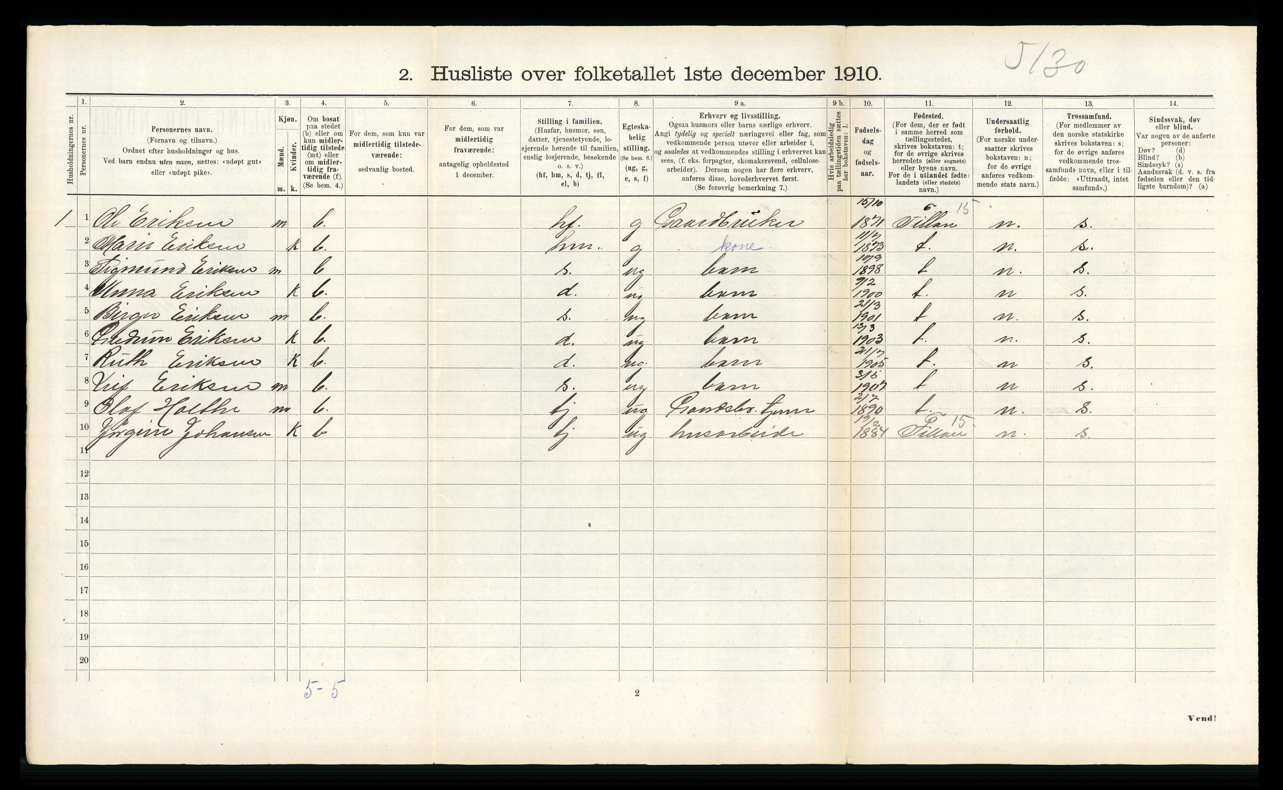 RA, 1910 census for Hitra, 1910, p. 128