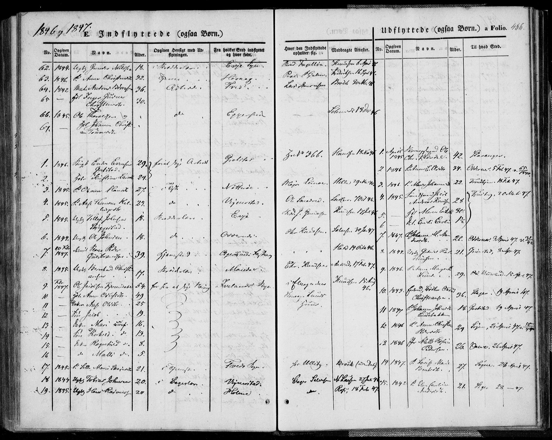 Kristiansand domprosti, AV/SAK-1112-0006/F/Fa/L0013: Parish register (official) no. A 13, 1842-1851, p. 456