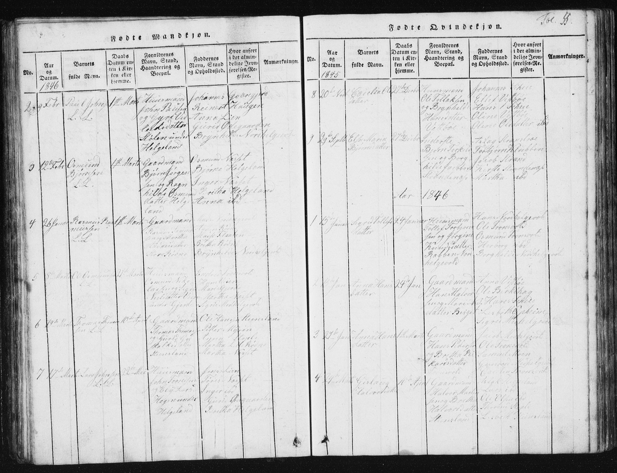Vikedal sokneprestkontor, SAST/A-101840/01/V: Parish register (copy) no. B 2, 1816-1863, p. 55