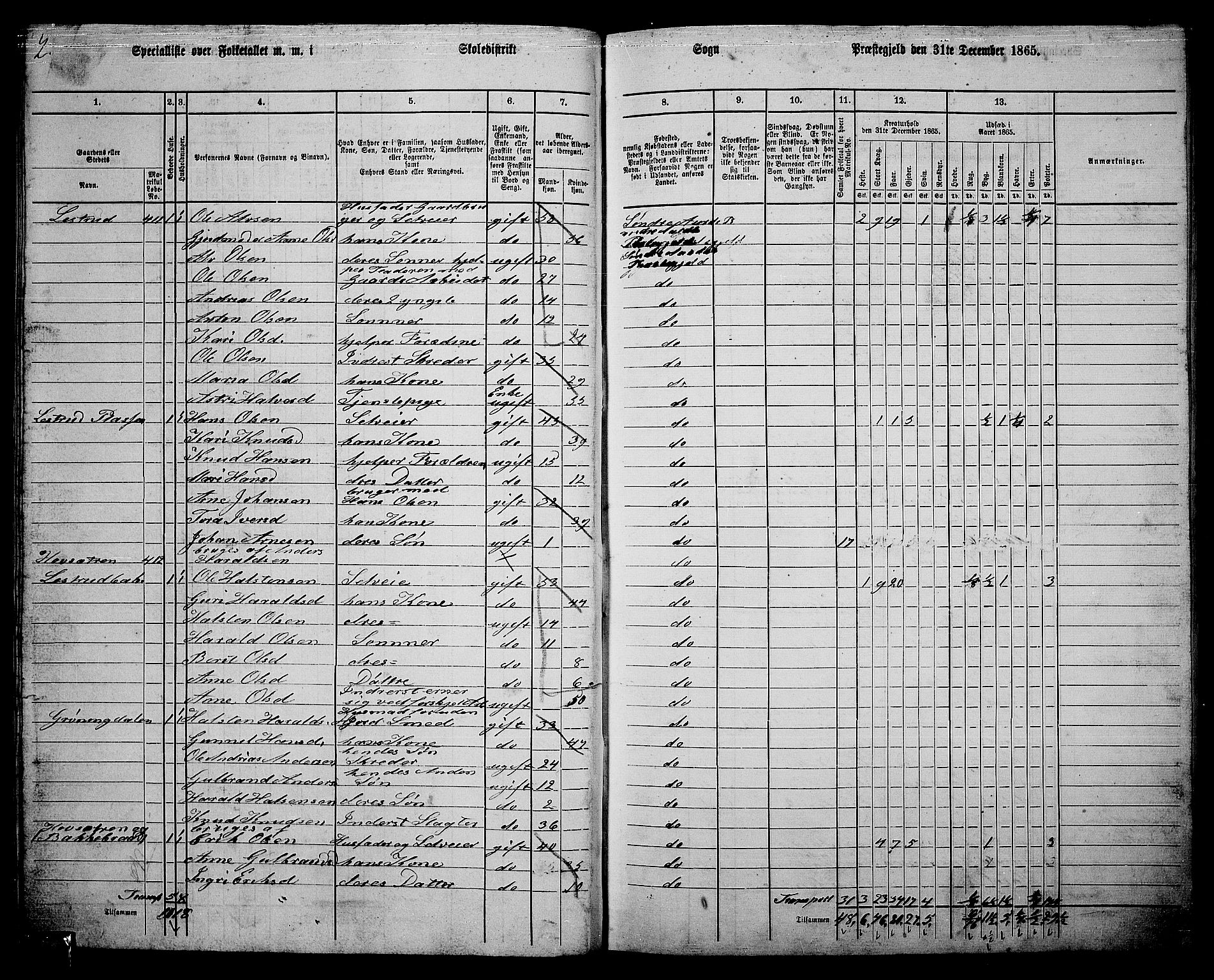 RA, 1865 census for Sør-Aurdal, 1865, p. 50