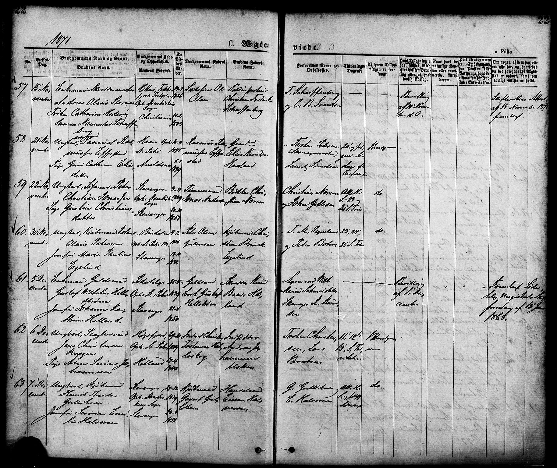 St. Petri sokneprestkontor, AV/SAST-A-101813/001/30/30BA/L0010: Parish register (official) no. A 10, 1869-1878, p. 22