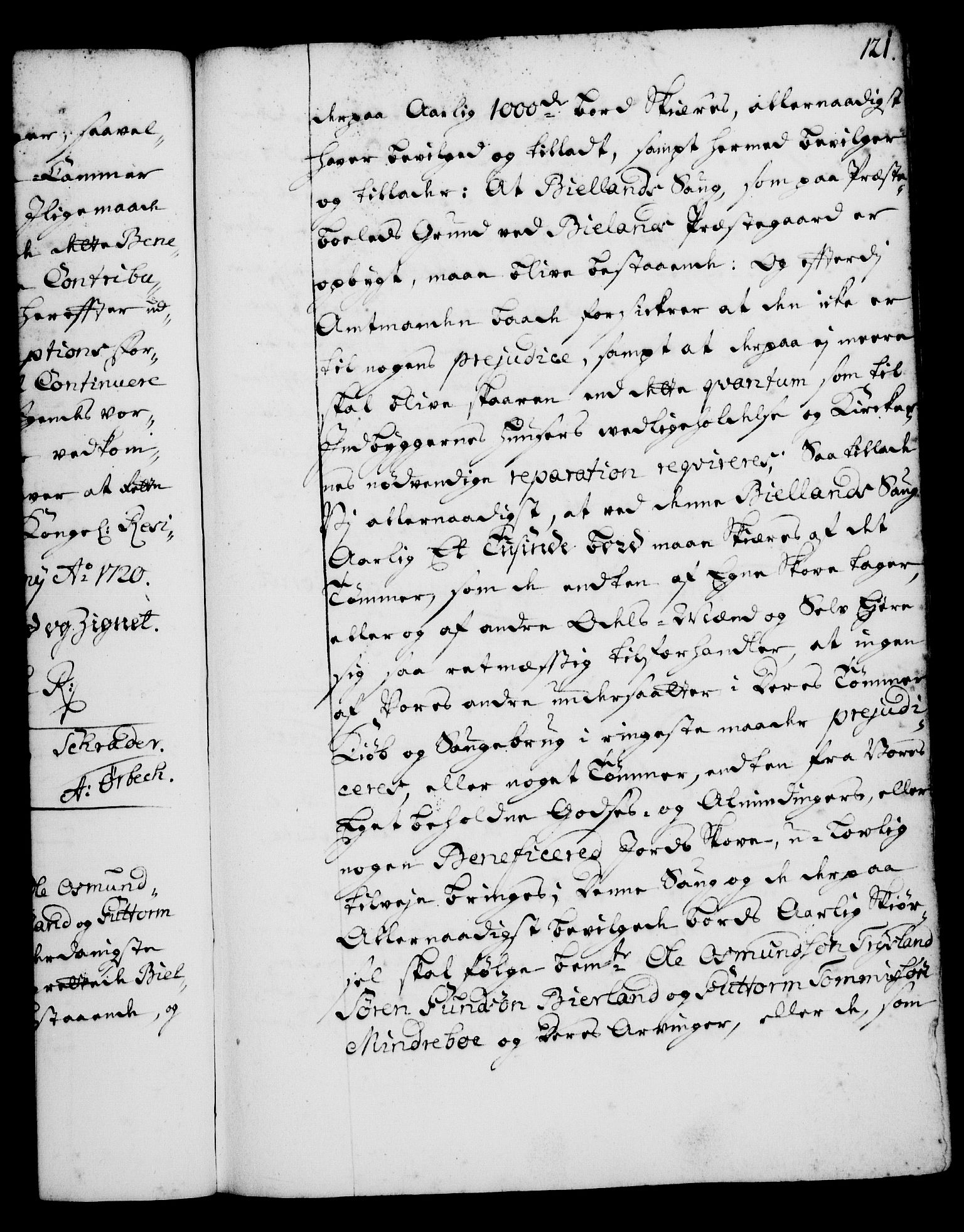Rentekammeret, Kammerkanselliet, RA/EA-3111/G/Gg/Gga/L0001: Norsk ekspedisjonsprotokoll med register (merket RK 53.1), 1720-1723, p. 121