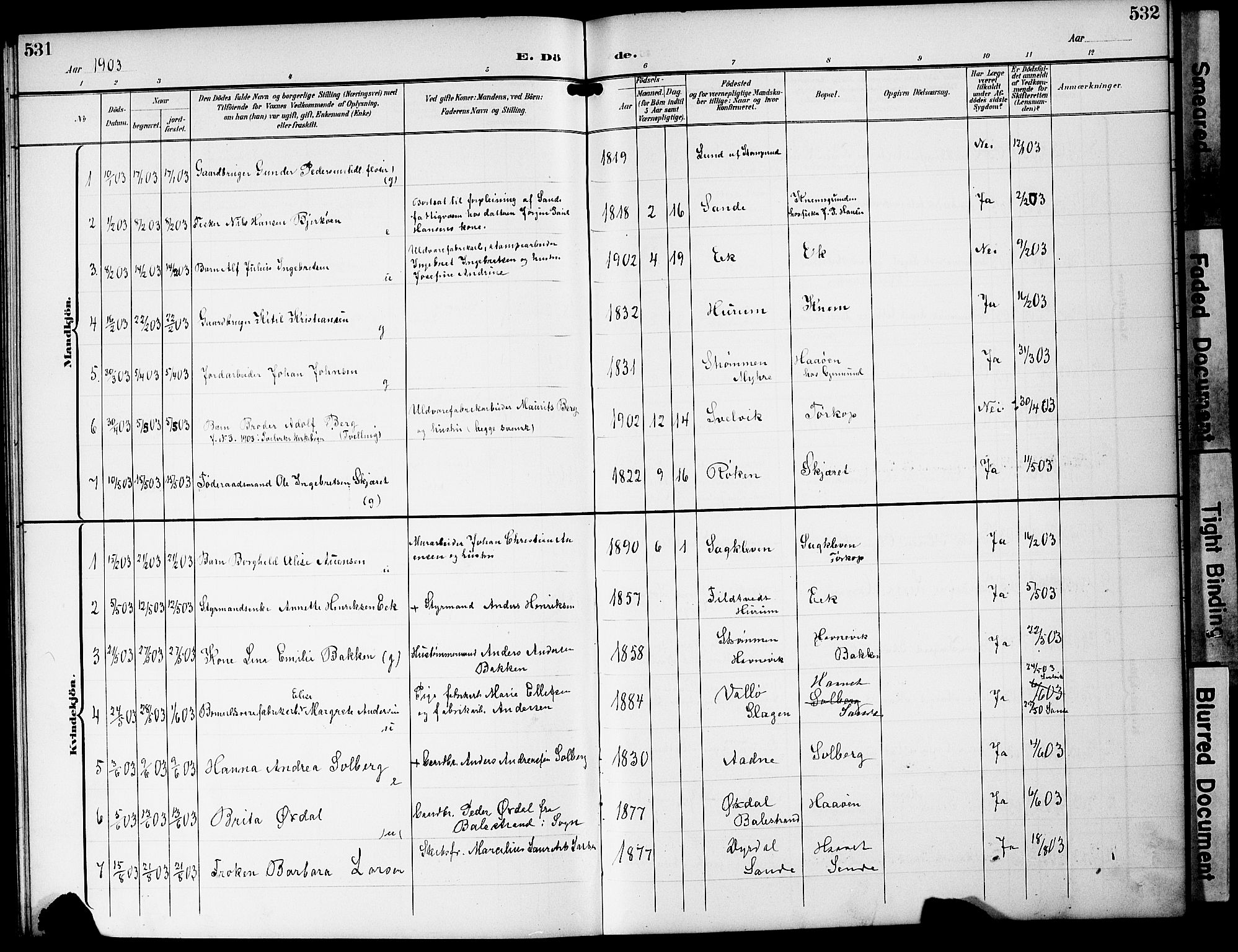 Strømm kirkebøker, AV/SAKO-A-322/G/Ga/L0004: Parish register (copy) no. I 4, 1897-1927, p. 531-532