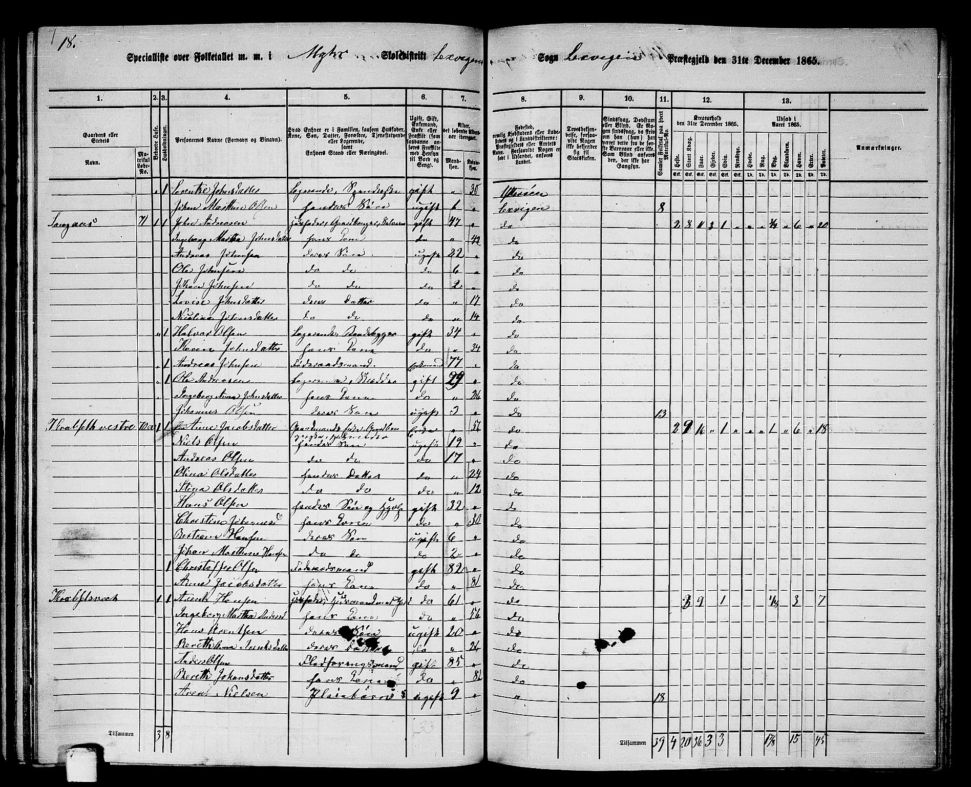 RA, 1865 census for Leksvik, 1865, p. 96