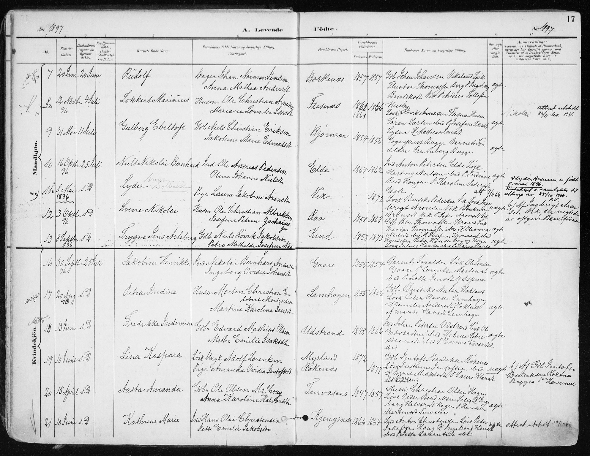 Kvæfjord sokneprestkontor, SATØ/S-1323/G/Ga/Gaa/L0006kirke: Parish register (official) no. 6, 1895-1914, p. 17