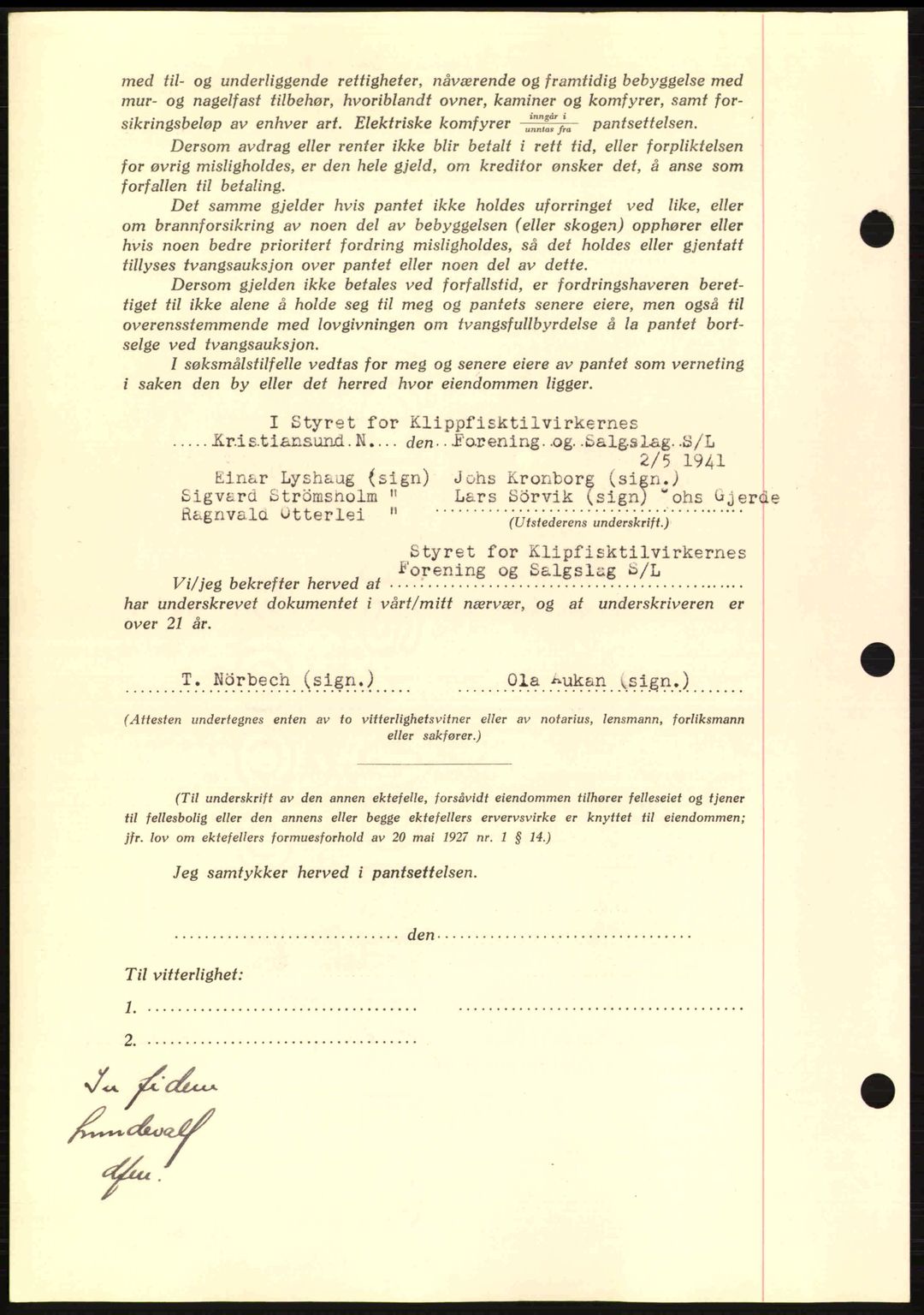 Kristiansund byfogd, AV/SAT-A-4587/A/27: Mortgage book no. 33, 1939-1941, Diary no: : 321/1941