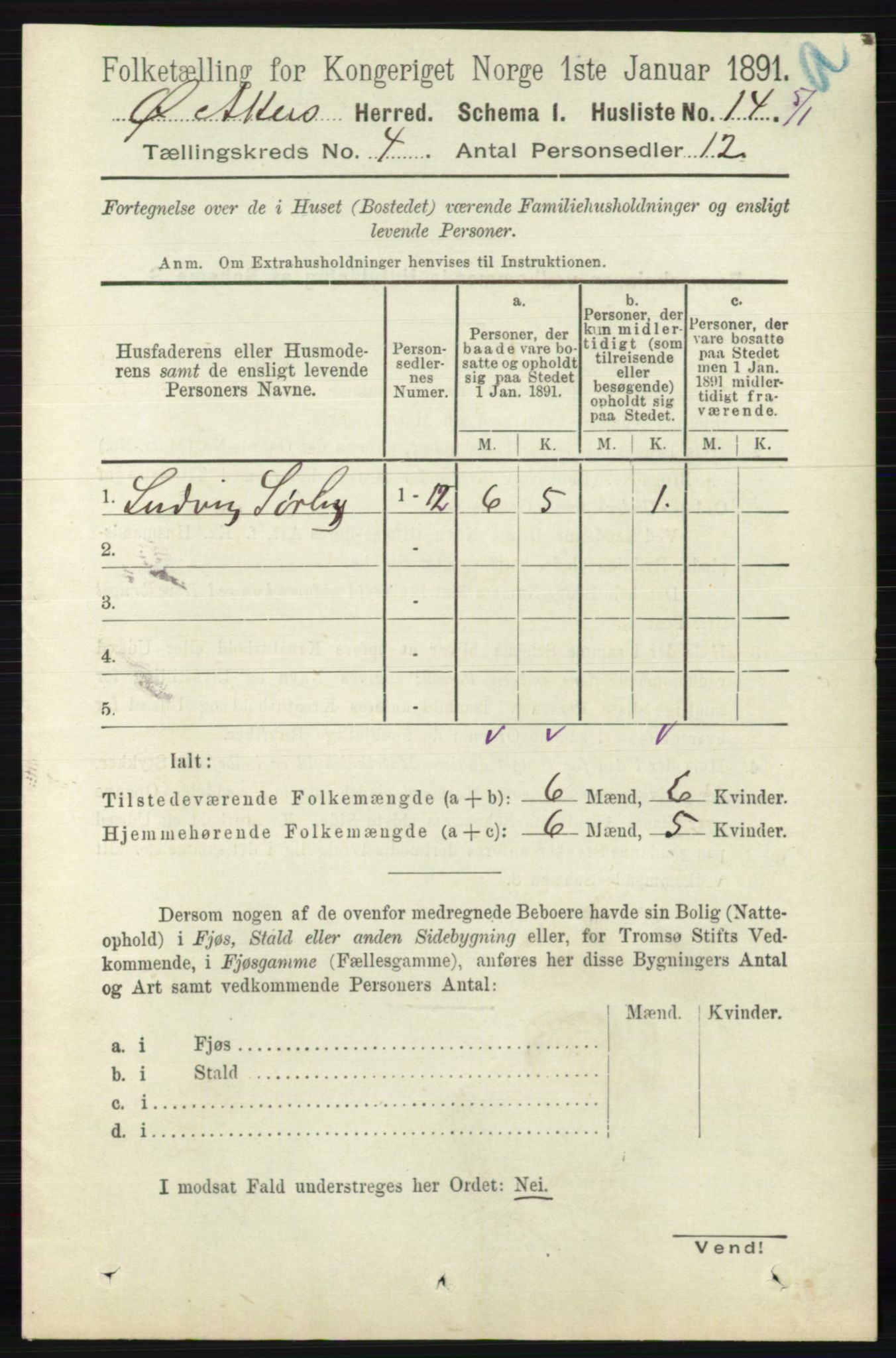 RA, 1891 census for 0218 Aker, 1891, p. 3872