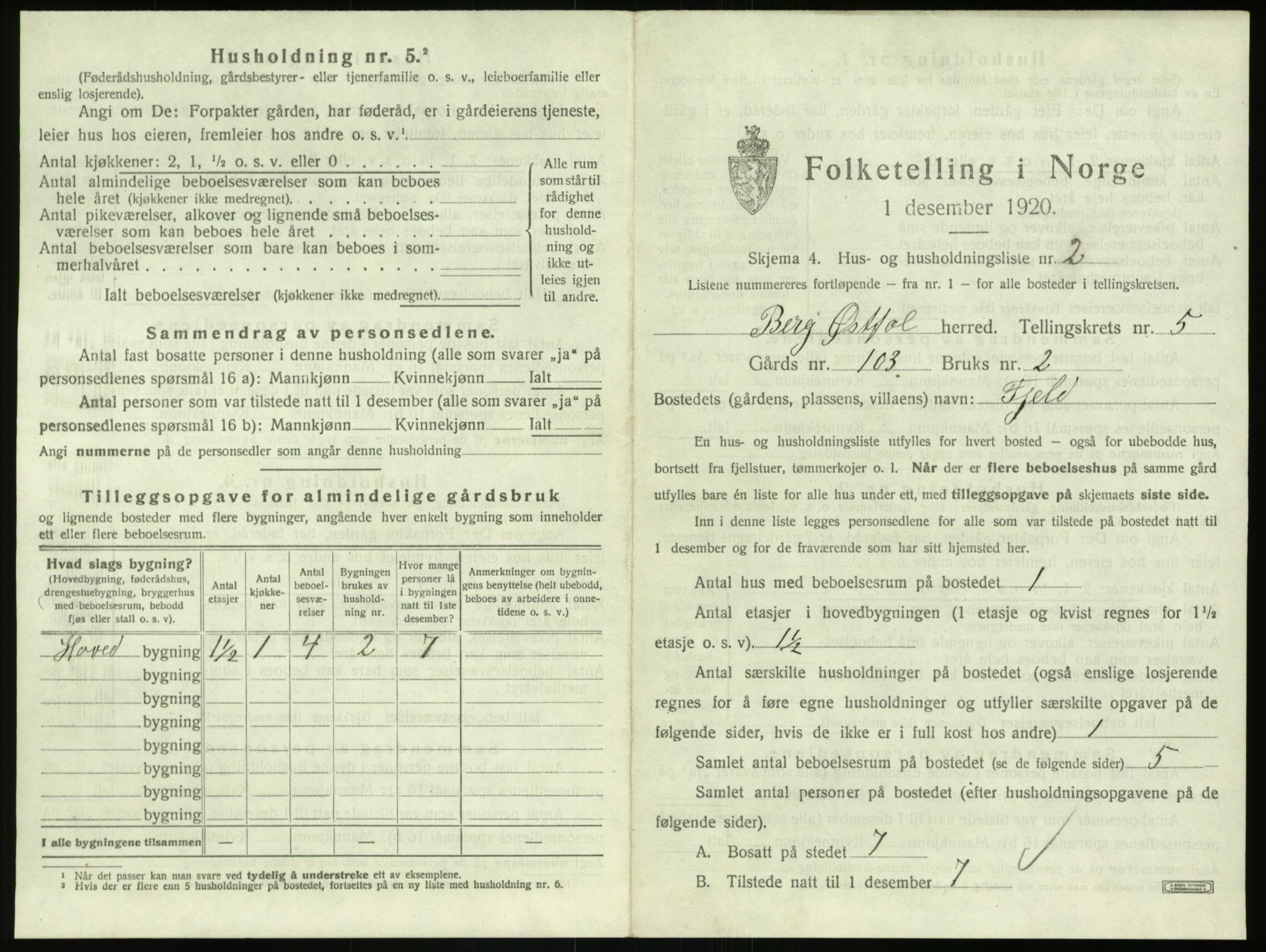 SAO, 1920 census for Berg, 1920, p. 1217