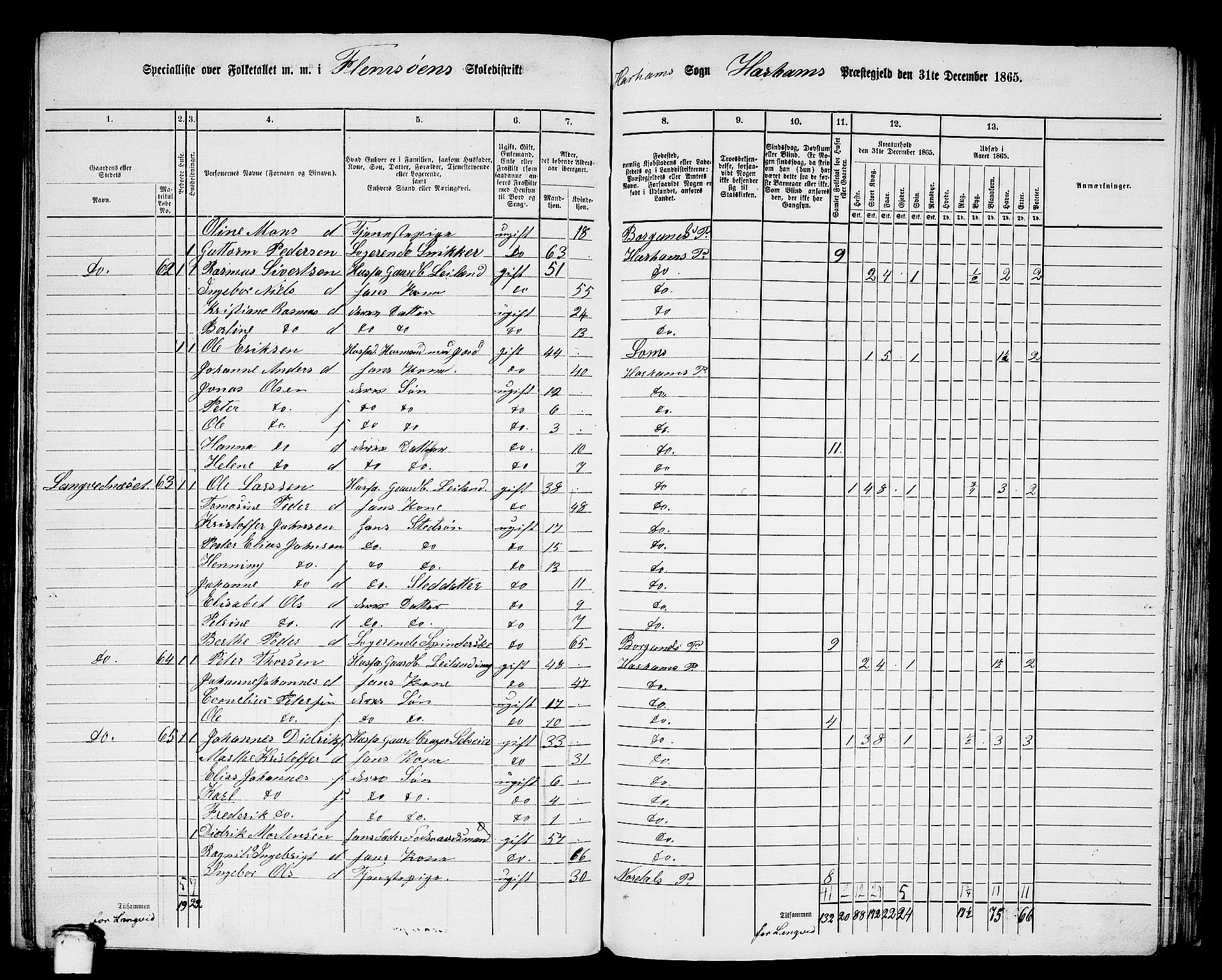 RA, 1865 census for Haram, 1865, p. 31