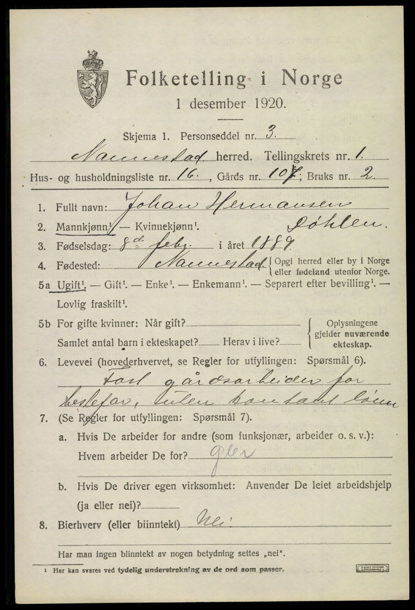 SAO, 1920 census for Nannestad, 1920, p. 1757