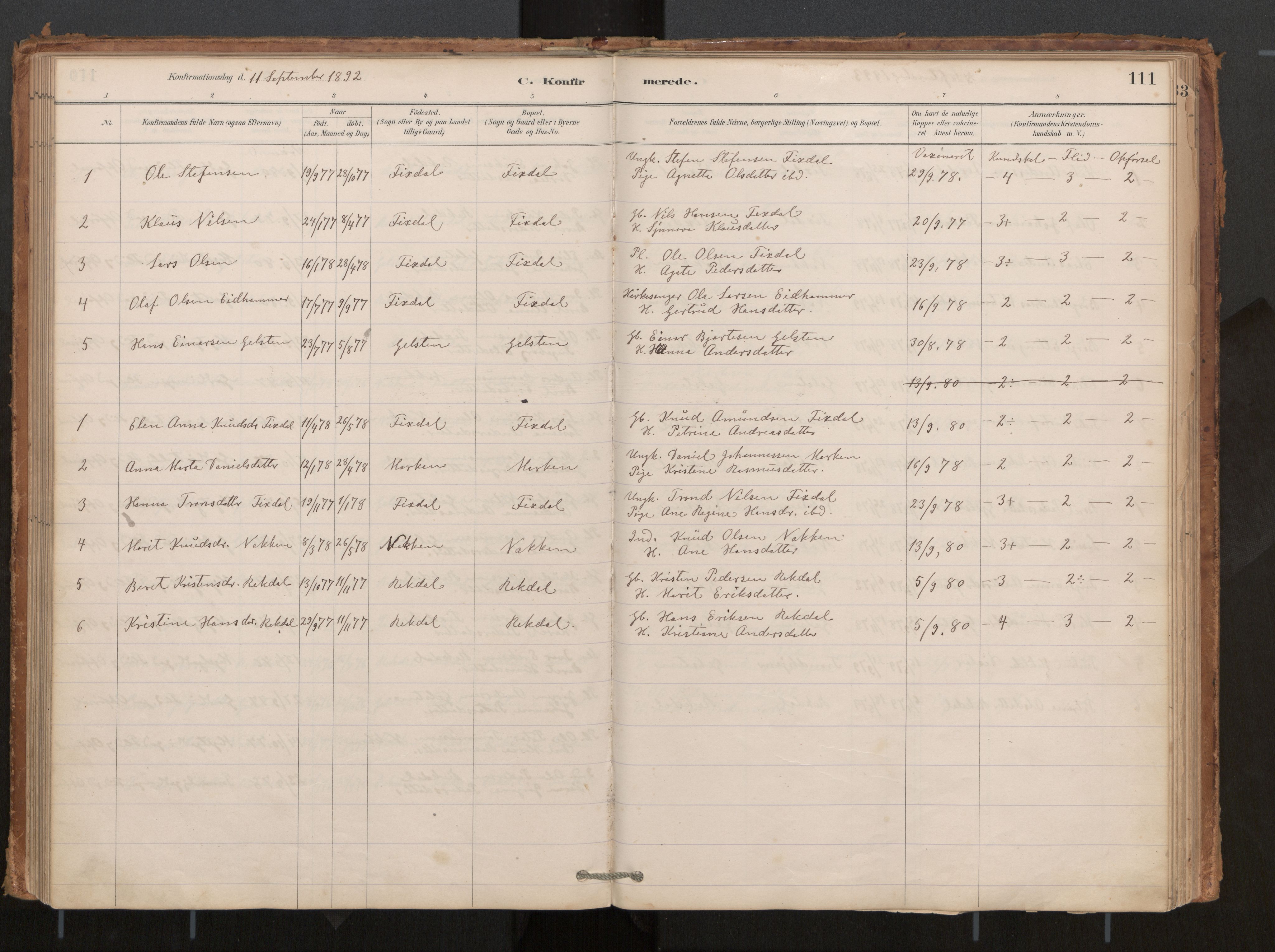 Ministerialprotokoller, klokkerbøker og fødselsregistre - Møre og Romsdal, AV/SAT-A-1454/540/L0540a: Parish register (official) no. 540A02, 1884-1908, p. 111