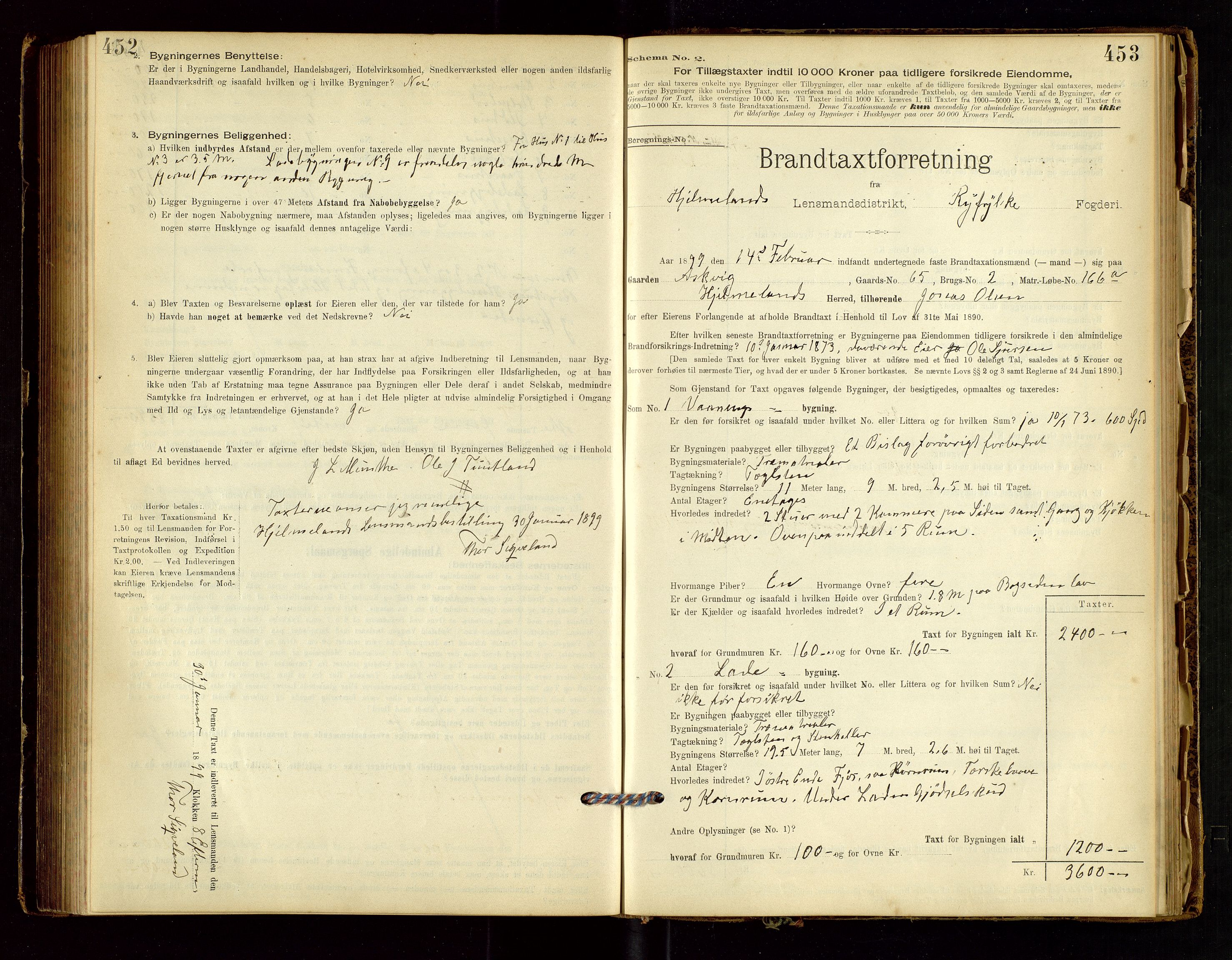 Hjelmeland lensmannskontor, AV/SAST-A-100439/Gob/L0001: "Brandtaxationsprotokol", 1895-1932, p. 452-453