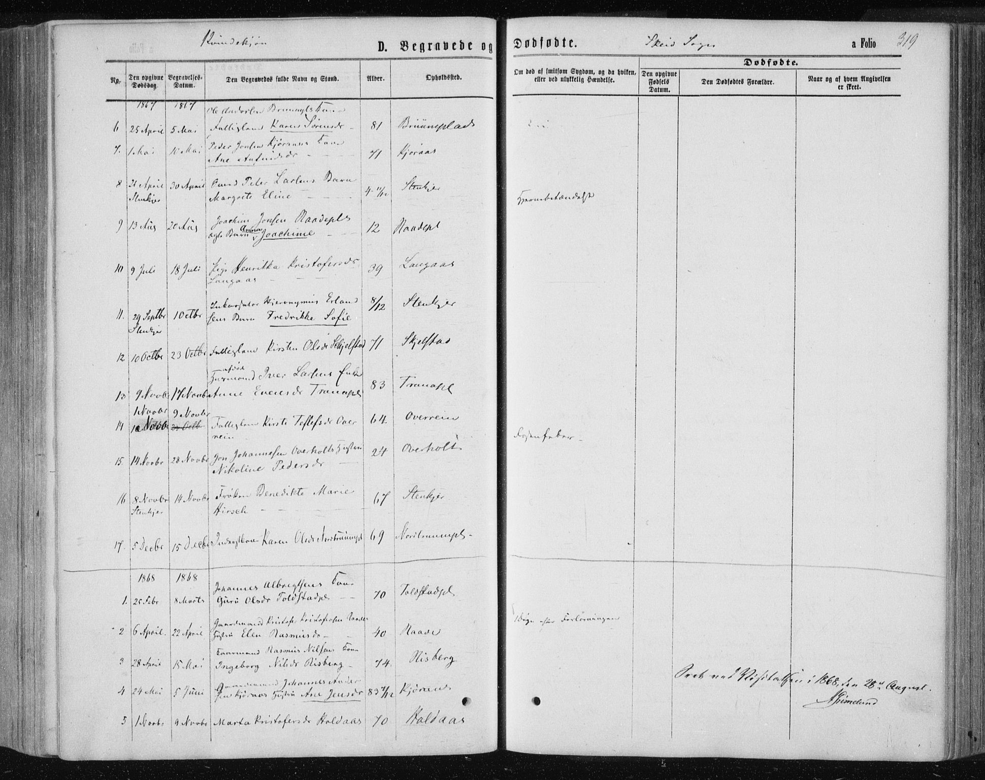 Ministerialprotokoller, klokkerbøker og fødselsregistre - Nord-Trøndelag, SAT/A-1458/735/L0345: Parish register (official) no. 735A08 /2, 1863-1872, p. 319