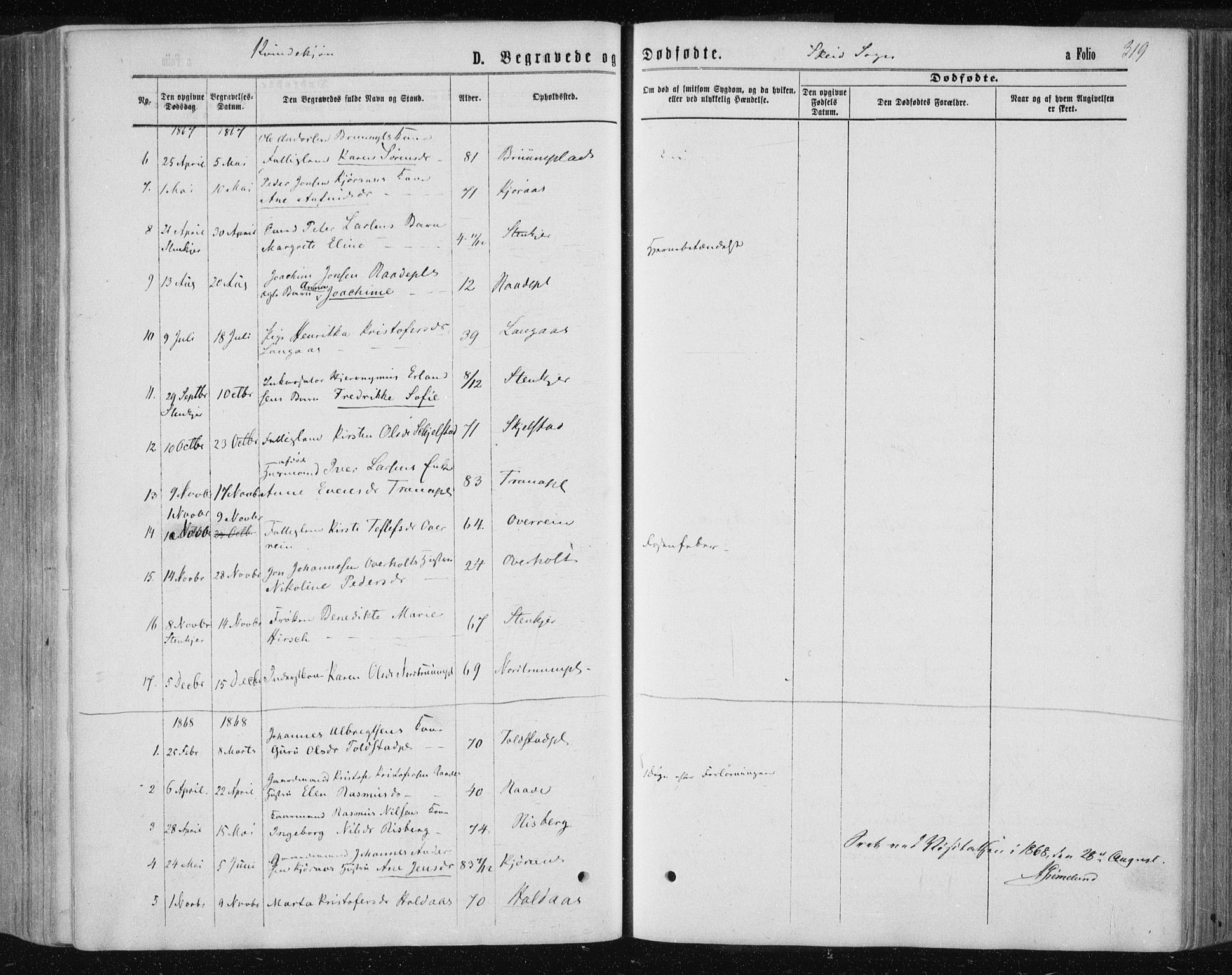 Ministerialprotokoller, klokkerbøker og fødselsregistre - Nord-Trøndelag, AV/SAT-A-1458/735/L0345: Parish register (official) no. 735A08 /2, 1863-1872, p. 319