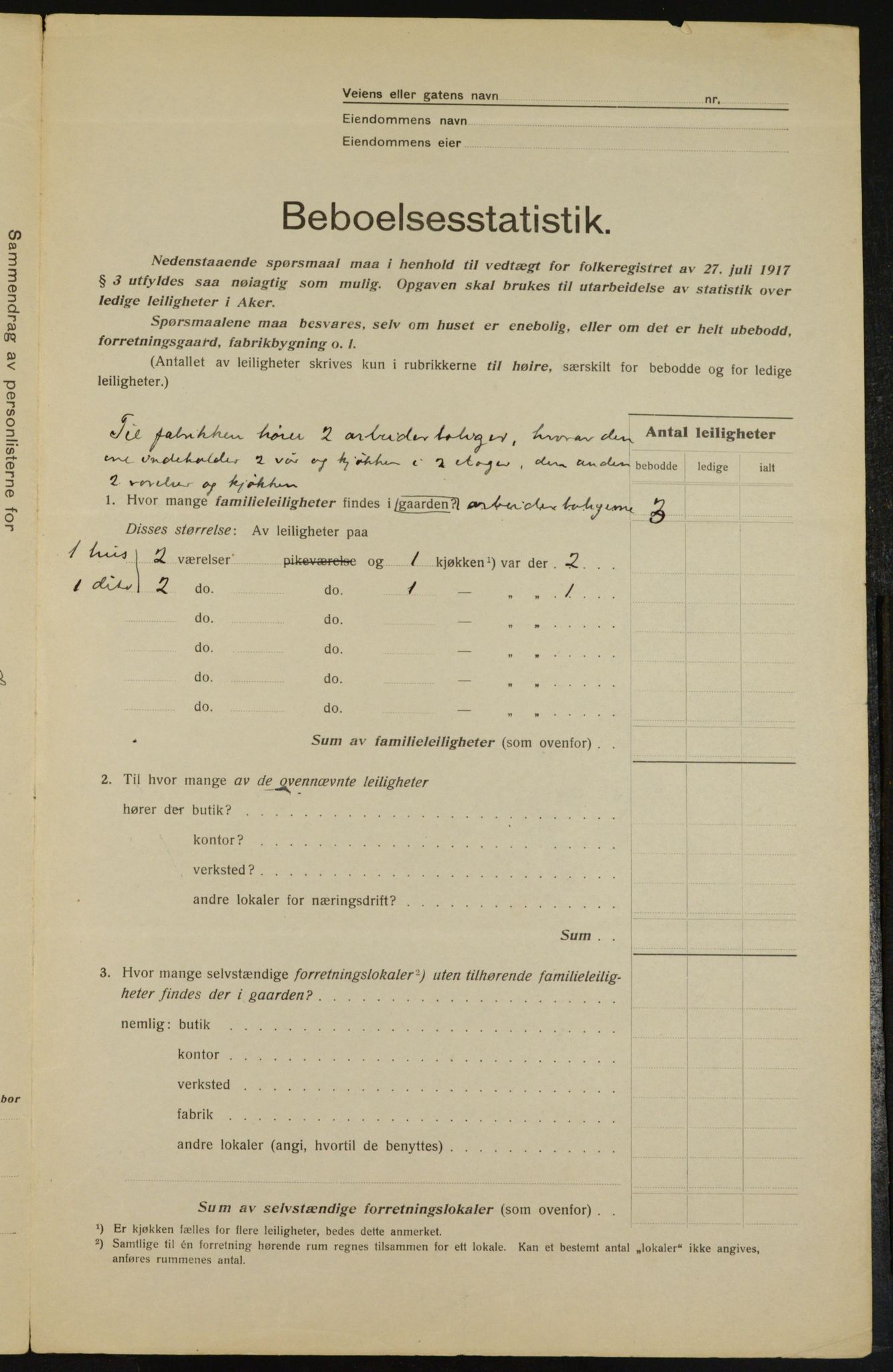 OBA, Municipal Census 1917 for Aker, 1917, p. 17221