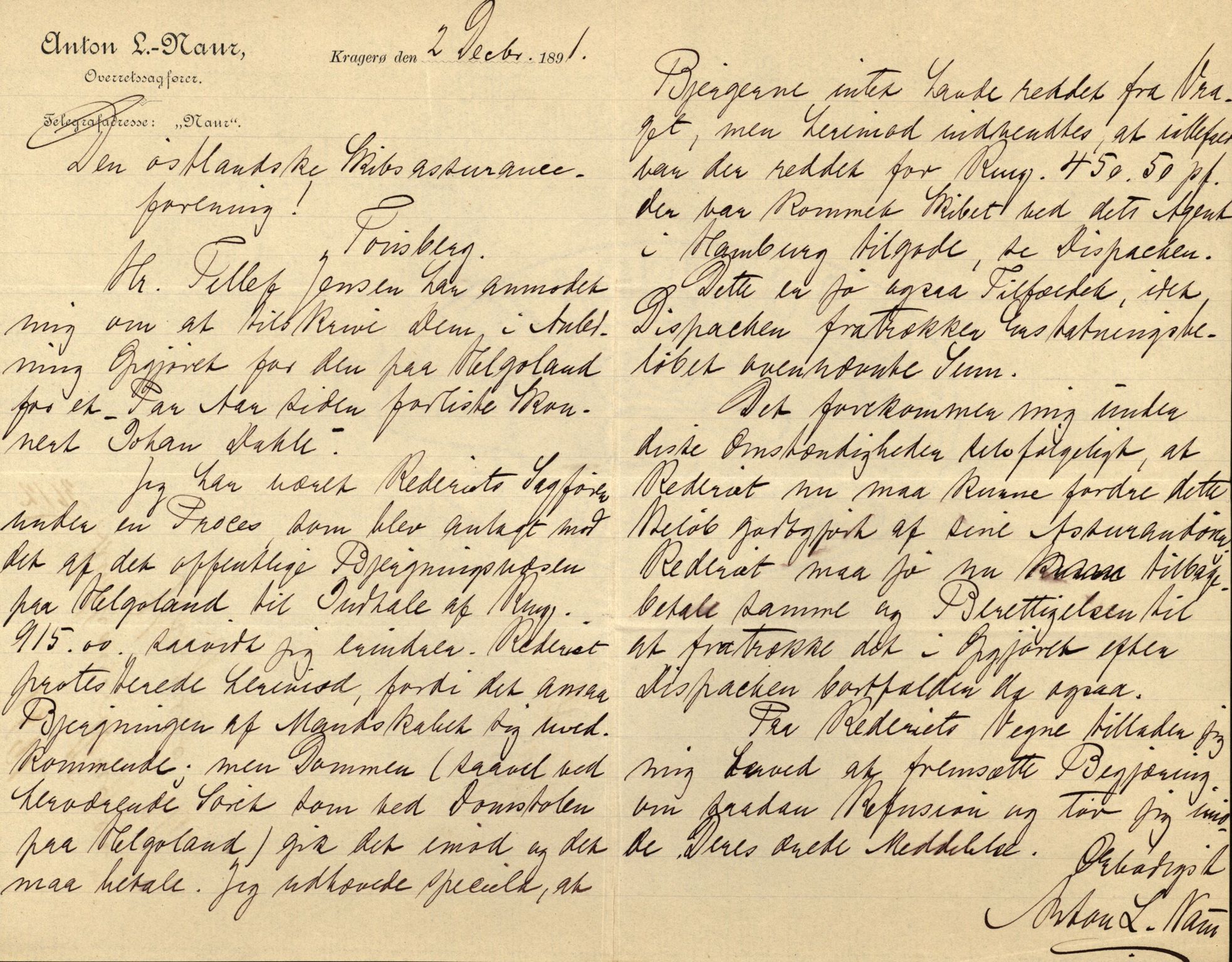 Pa 63 - Østlandske skibsassuranceforening, VEMU/A-1079/G/Ga/L0024/0001: Havaridokumenter / Norrøna, Phønic, Monark, Johan Dahll, Josephine, 1889, p. 93