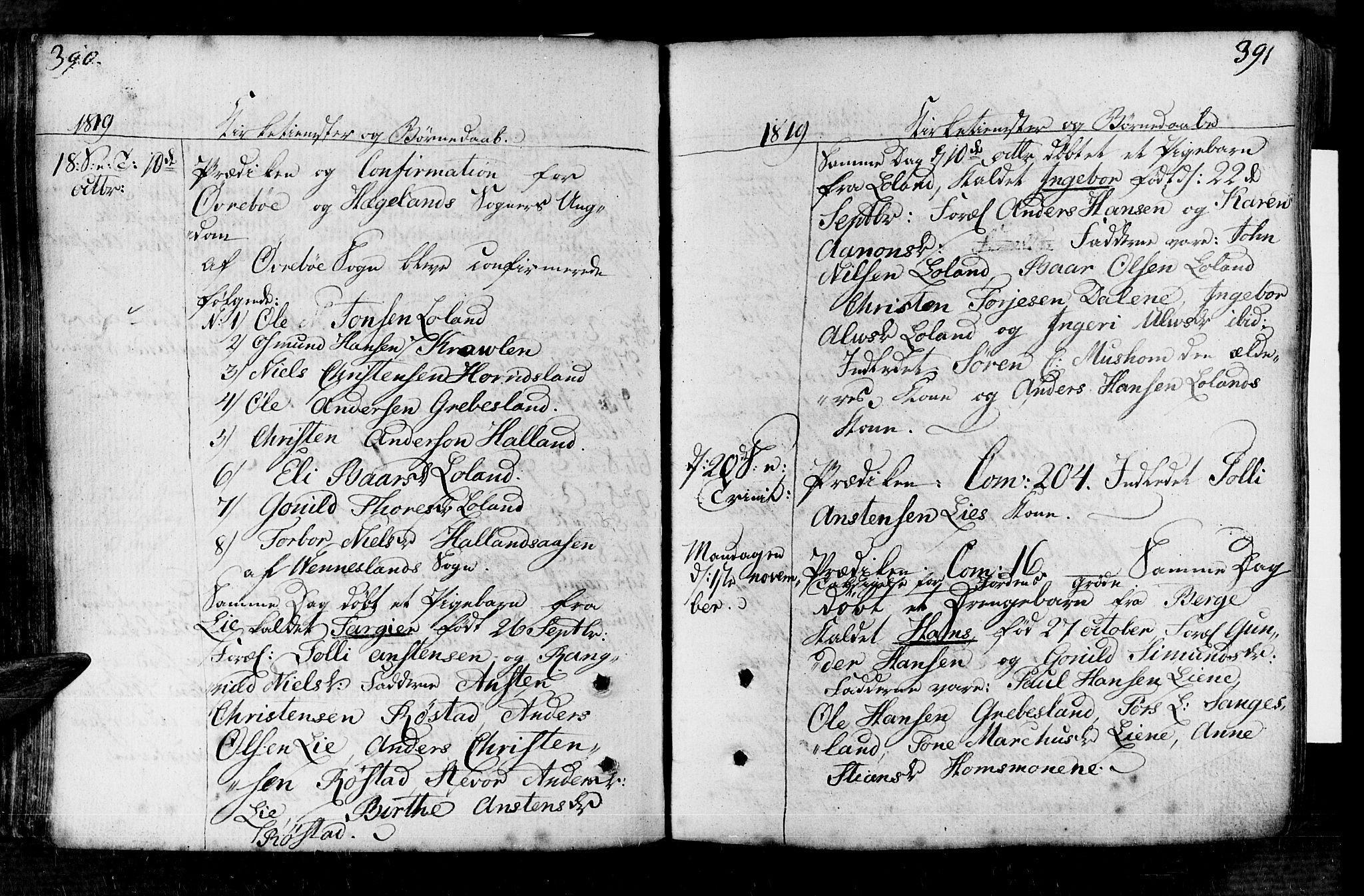 Vennesla sokneprestkontor, AV/SAK-1111-0045/Fa/Fac/L0002: Parish register (official) no. A 2, 1785-1834, p. 390-391