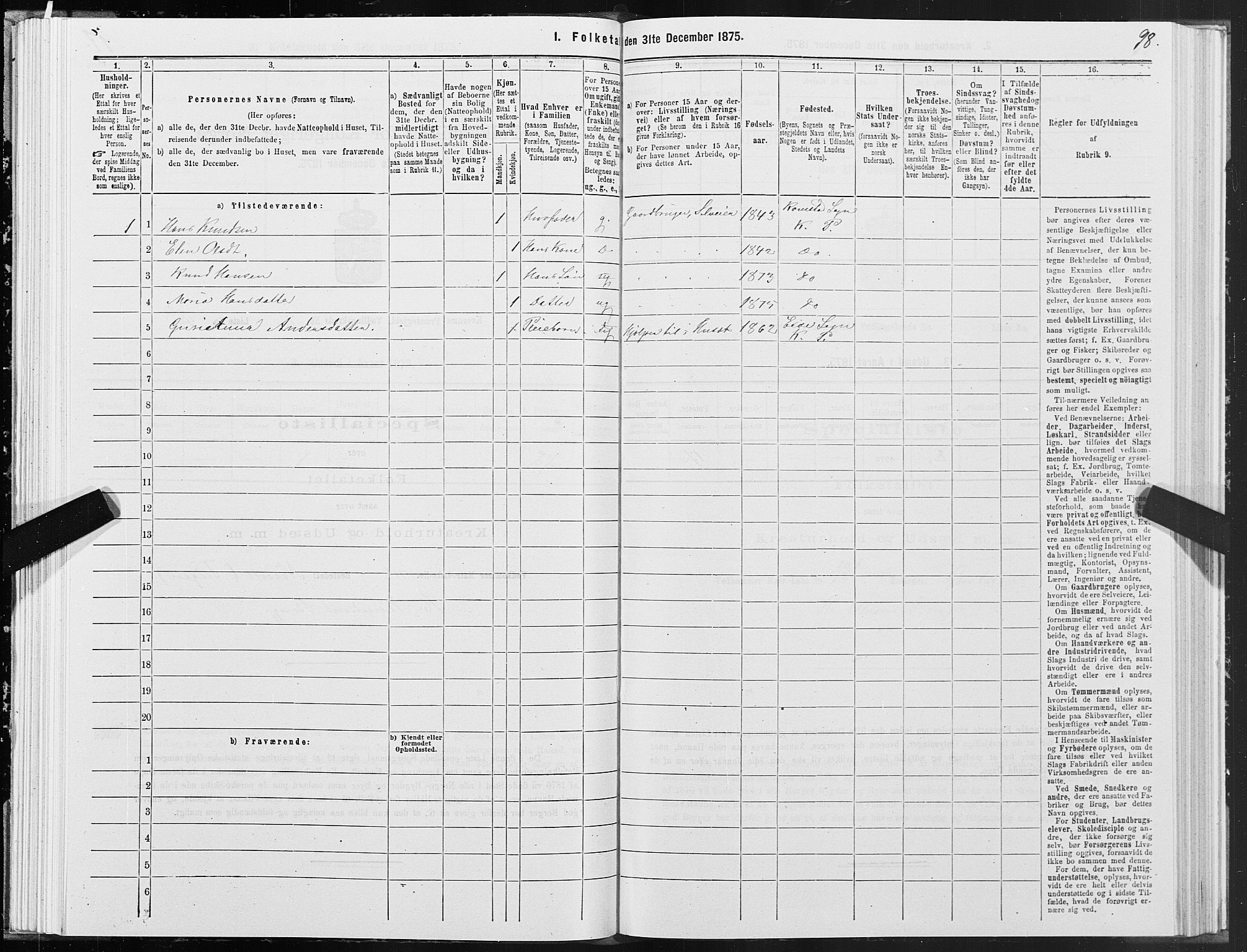 SAT, 1875 census for 1553P Kvernes, 1875, p. 4098