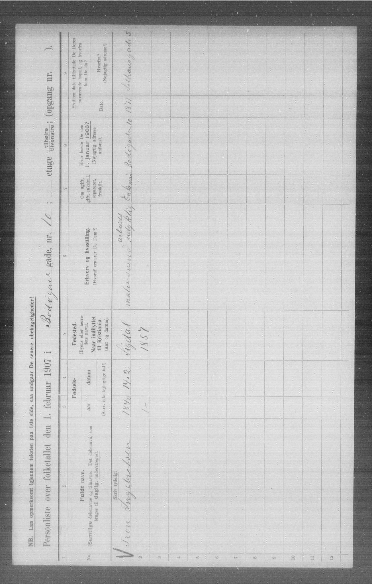 OBA, Municipal Census 1907 for Kristiania, 1907, p. 3546