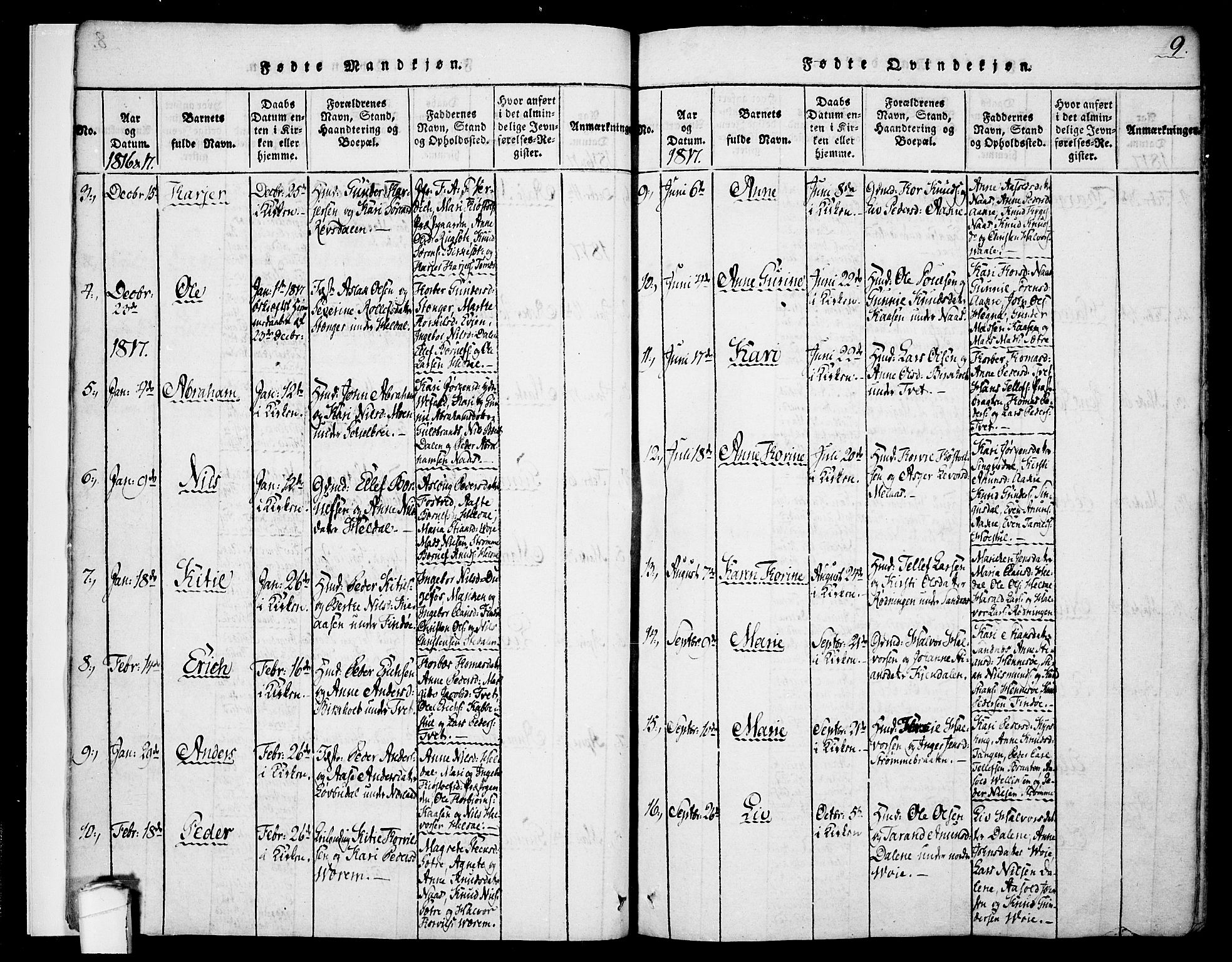 Drangedal kirkebøker, SAKO/A-258/F/Fa/L0005: Parish register (official) no. 5 /1, 1814-1831, p. 9