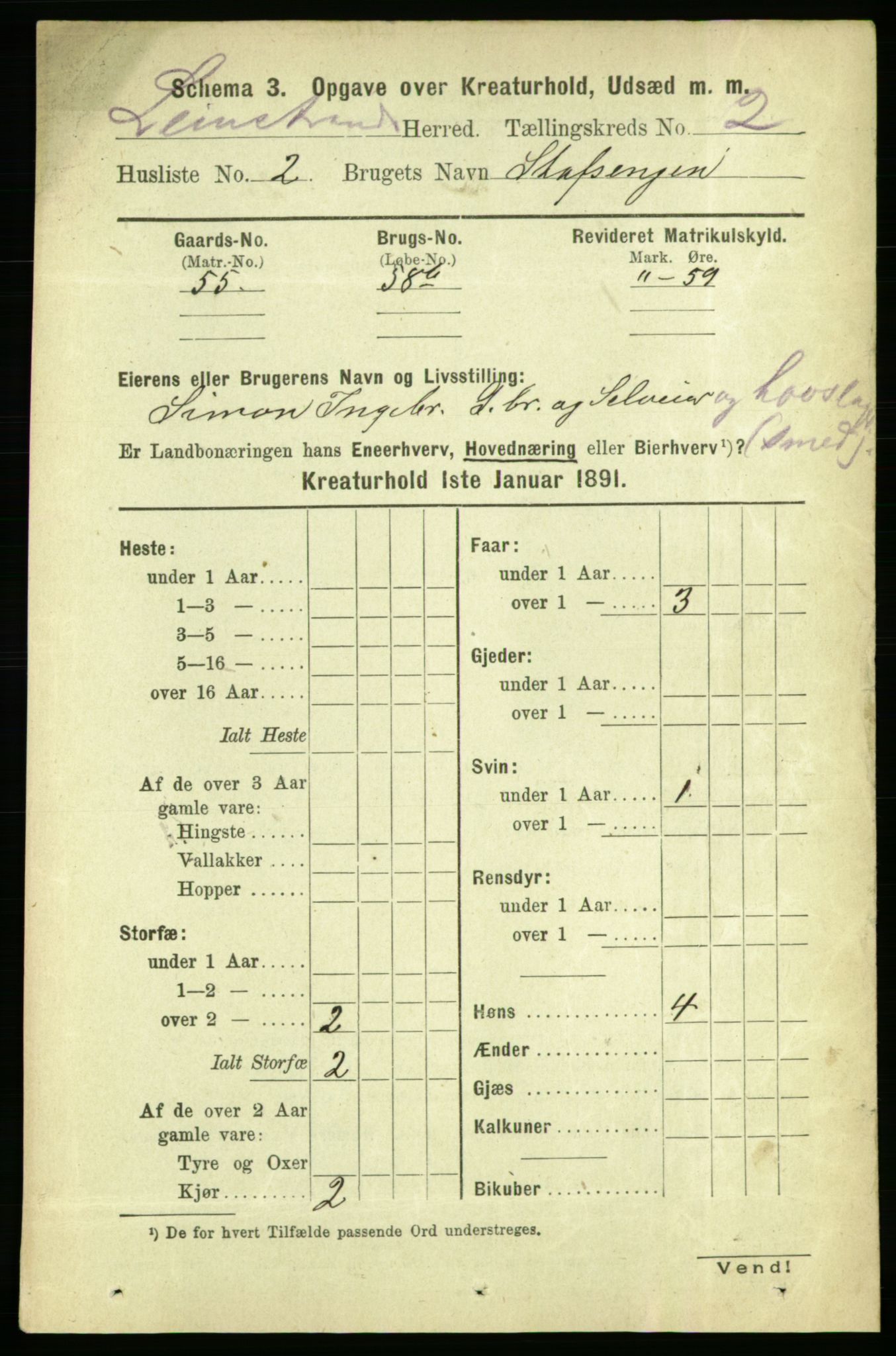 RA, 1891 census for 1654 Leinstrand, 1891, p. 1539