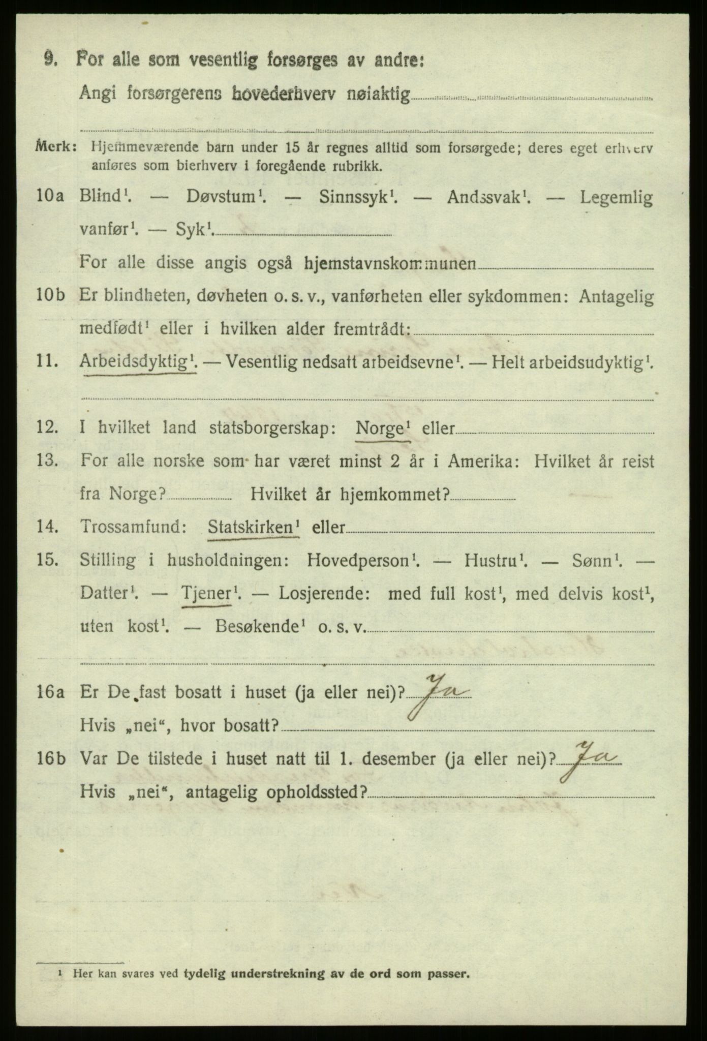 SAB, 1920 census for Selje, 1920, p. 1230