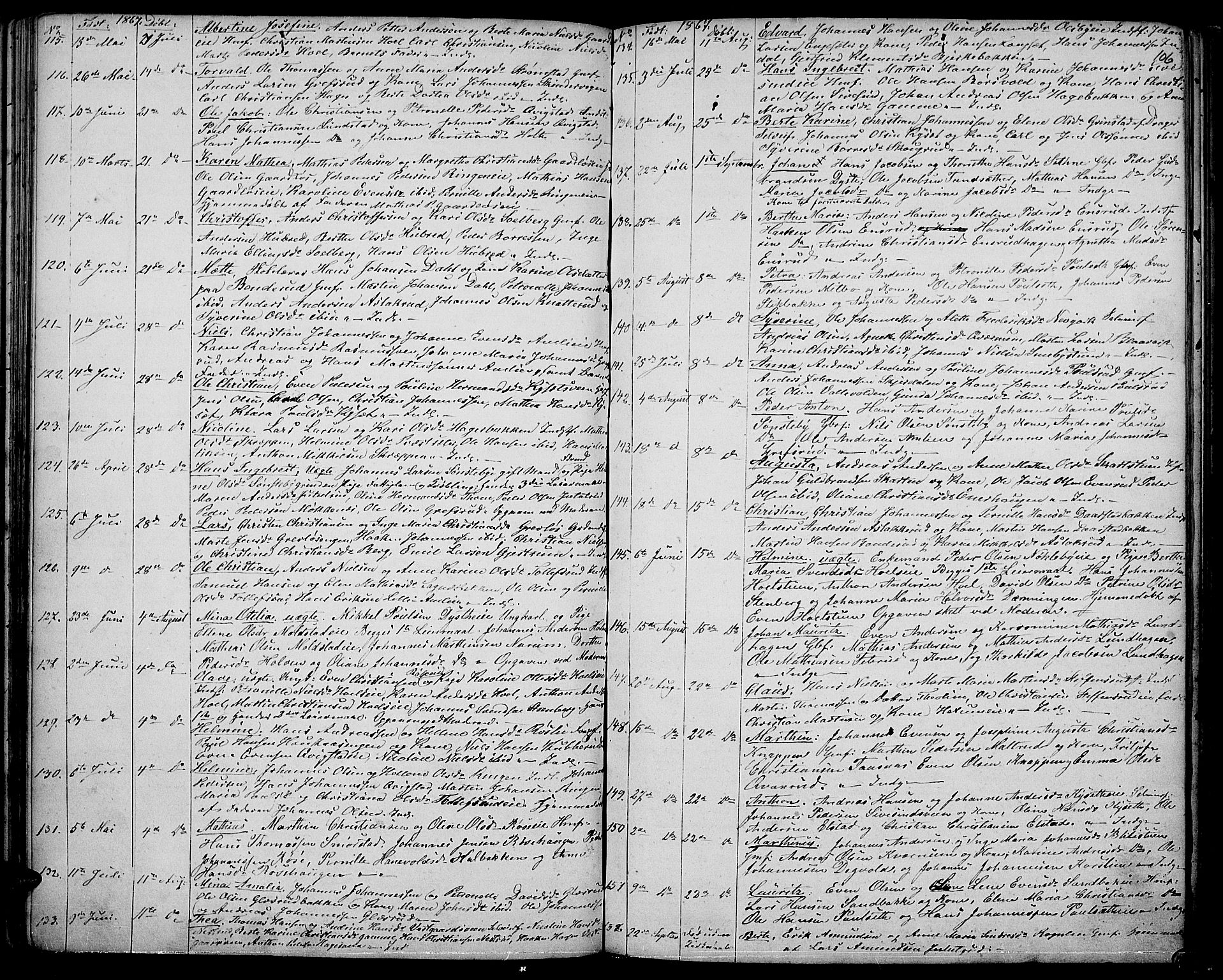 Vestre Toten prestekontor, AV/SAH-PREST-108/H/Ha/Hab/L0005: Parish register (copy) no. 5, 1854-1870, p. 106