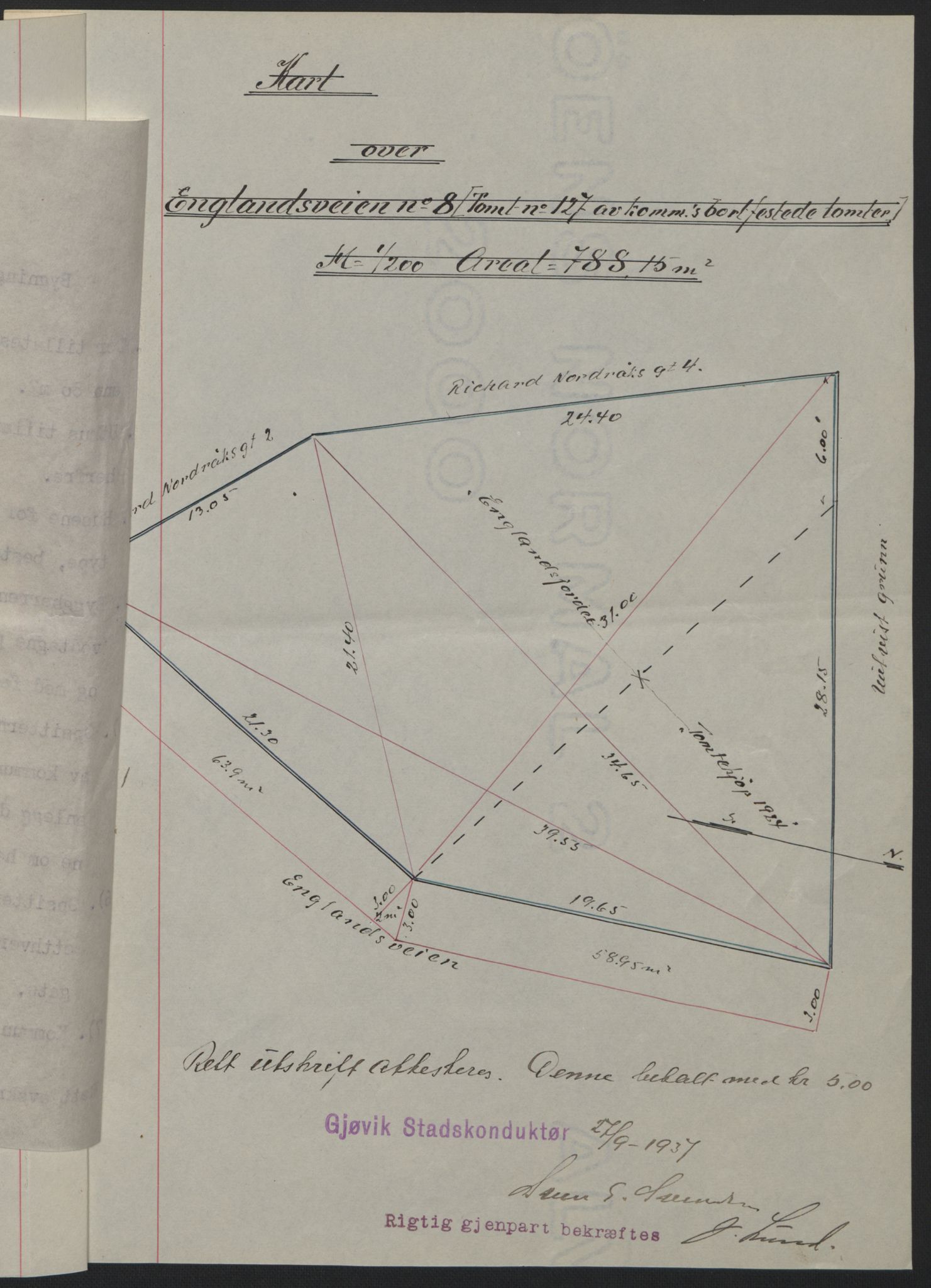 Toten tingrett, SAH/TING-006/H/Hb/Hbc/L0003: Mortgage book no. Hbc-03, 1937-1938, Diary no: : 2574/1937