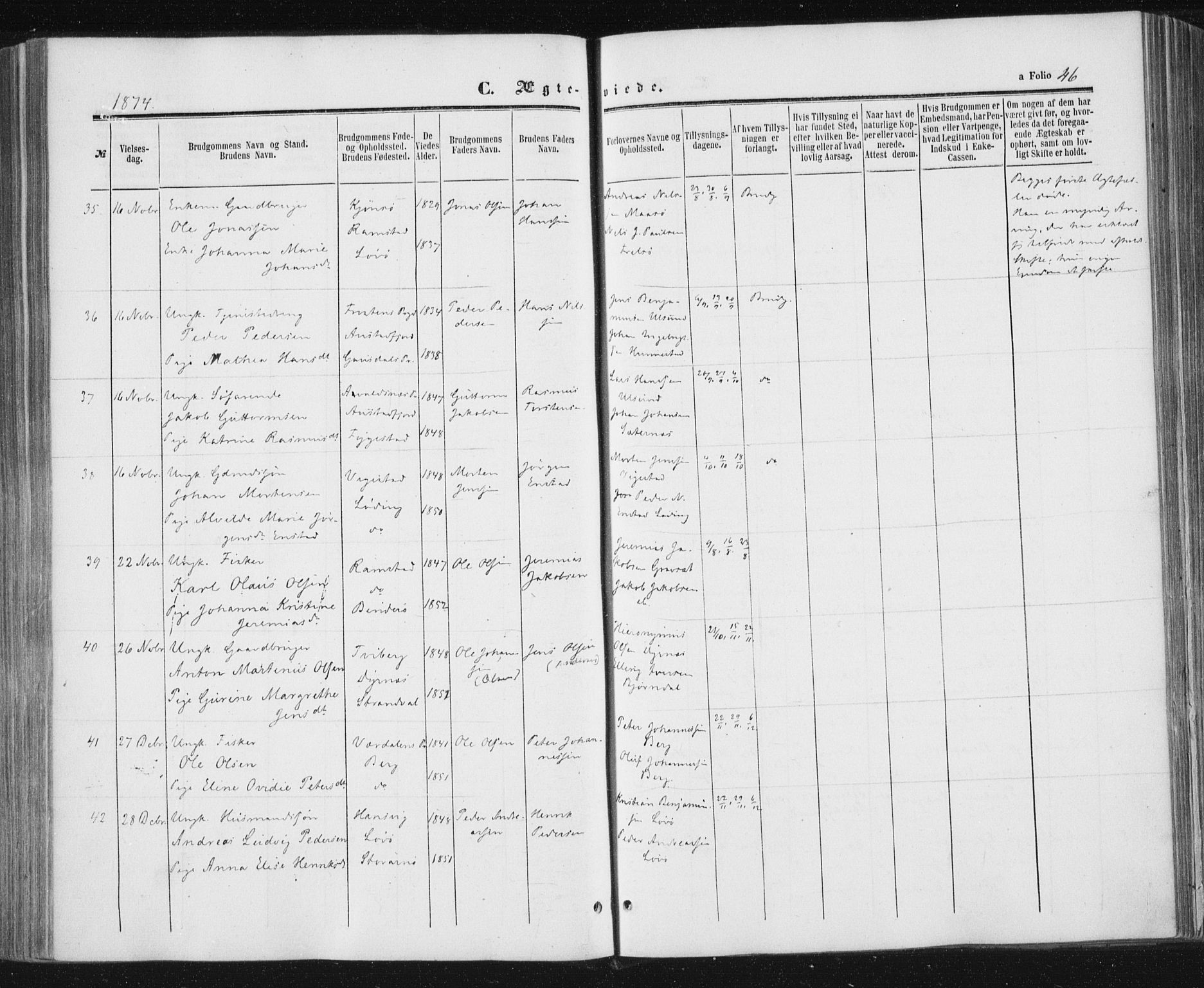 Ministerialprotokoller, klokkerbøker og fødselsregistre - Nord-Trøndelag, SAT/A-1458/784/L0670: Parish register (official) no. 784A05, 1860-1876, p. 46