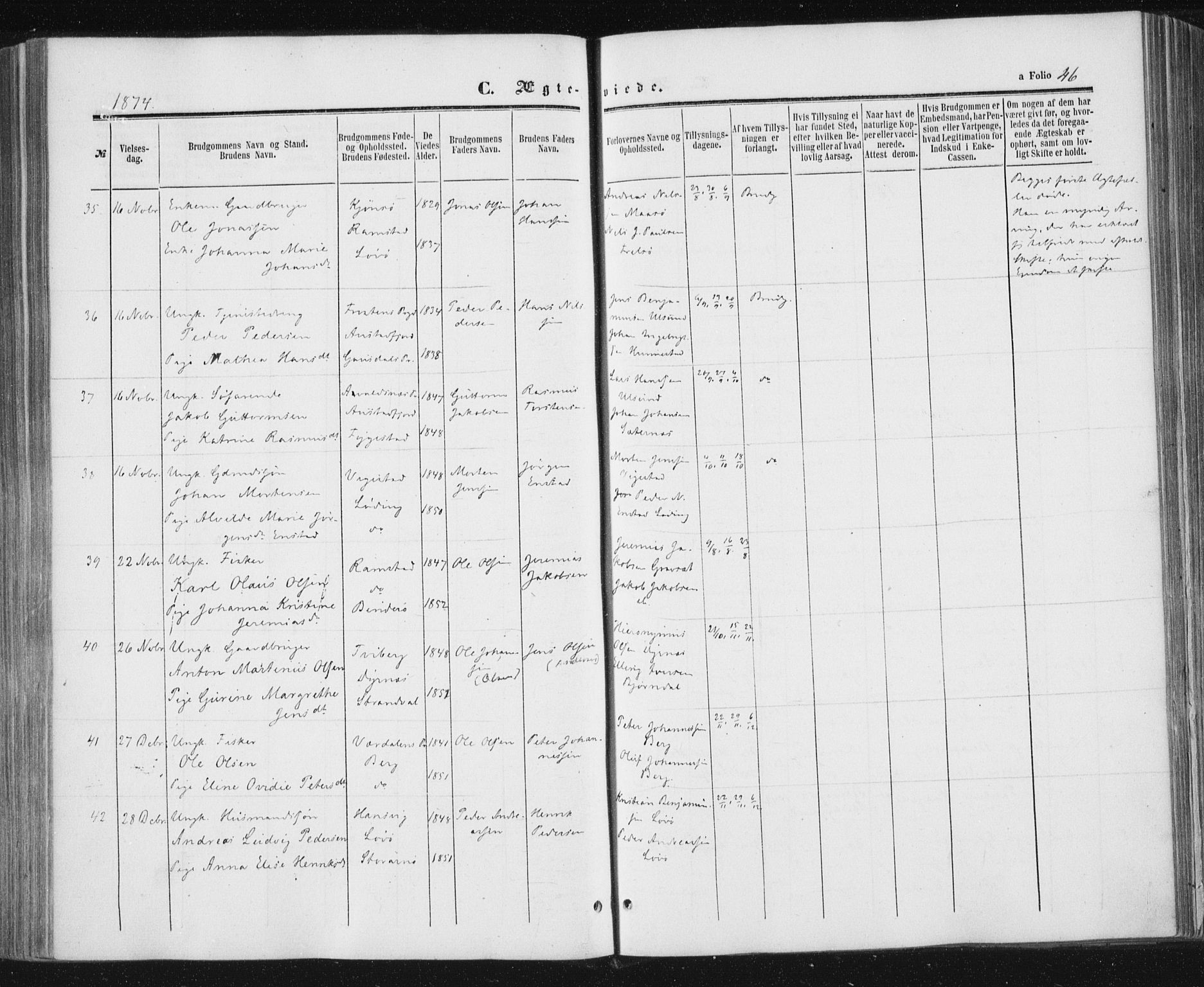 Ministerialprotokoller, klokkerbøker og fødselsregistre - Nord-Trøndelag, AV/SAT-A-1458/784/L0670: Parish register (official) no. 784A05, 1860-1876, p. 46