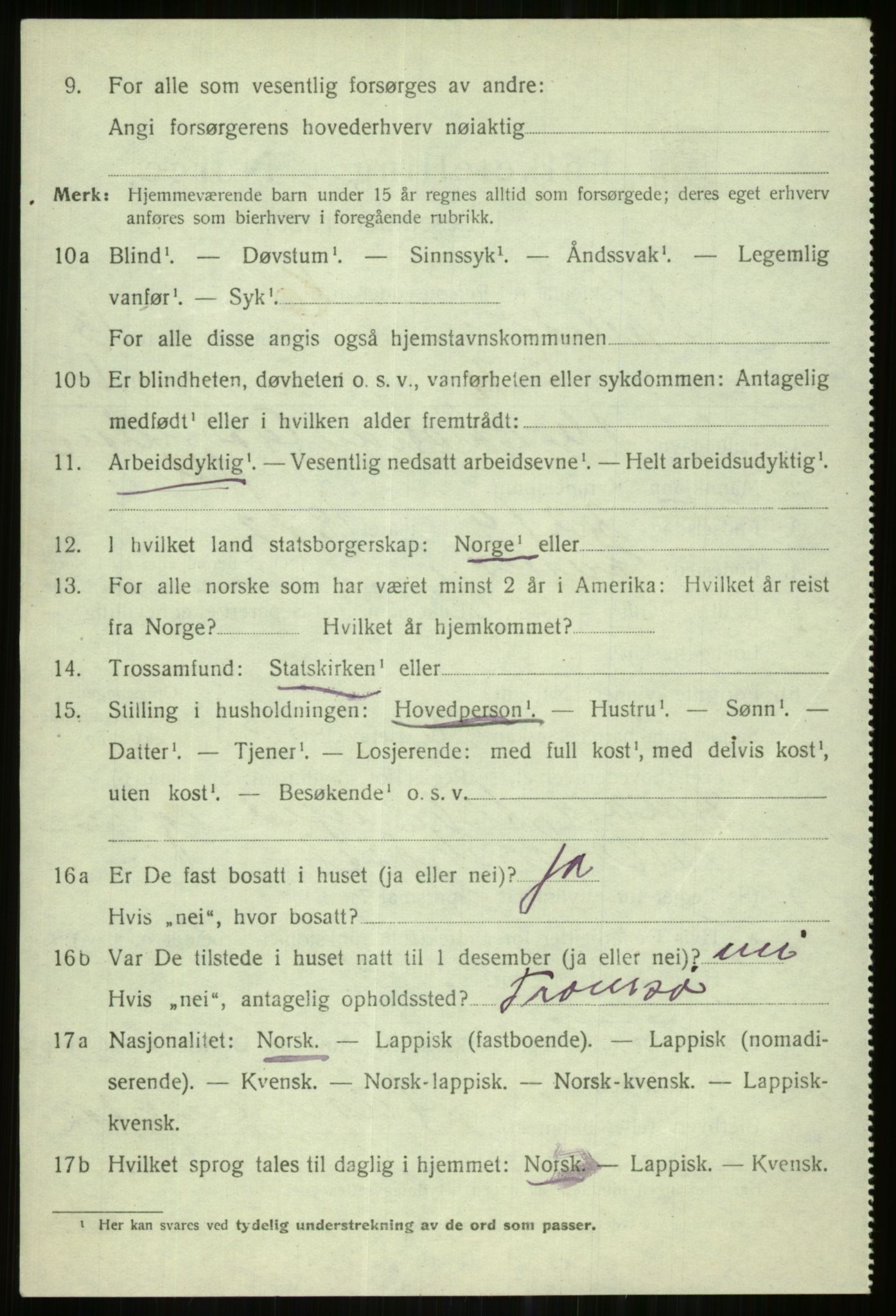 SATØ, 1920 census for Karlsøy, 1920, p. 4467