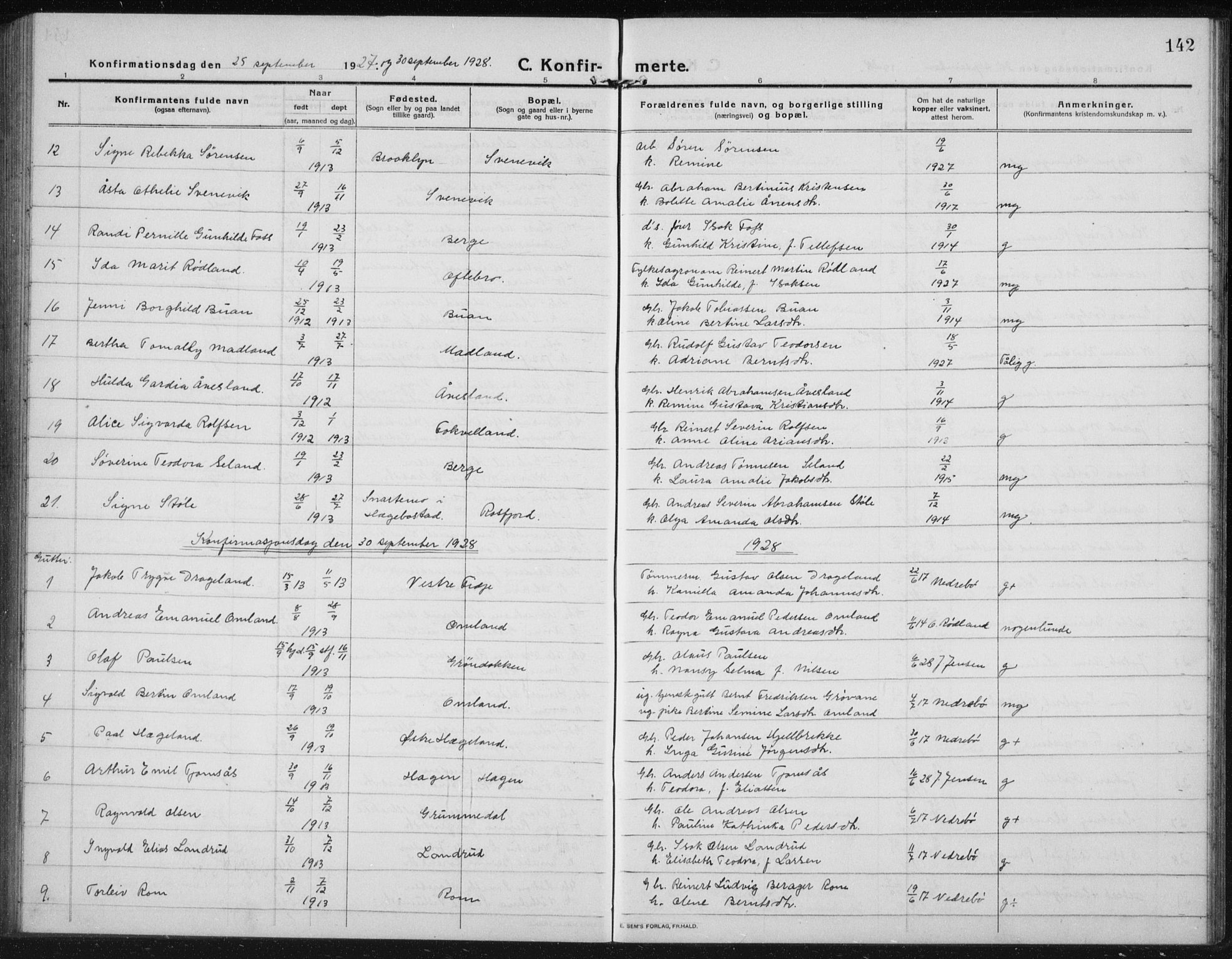 Lyngdal sokneprestkontor, AV/SAK-1111-0029/F/Fb/Fbc/L0006: Parish register (copy) no. B 6, 1914-1934, p. 142