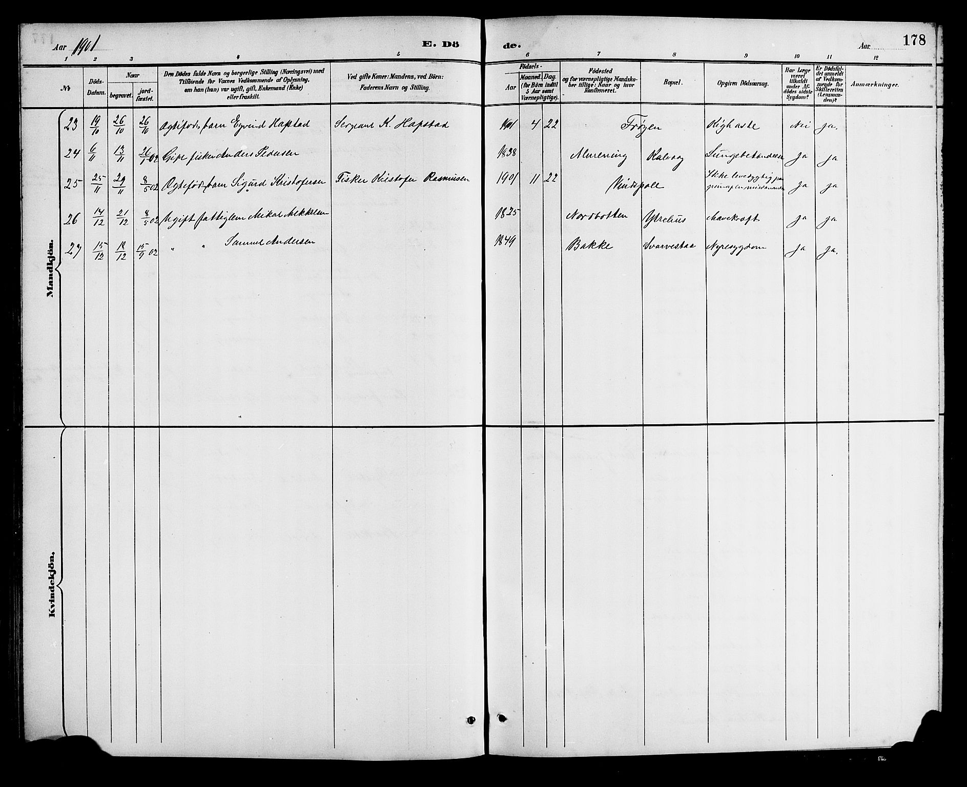 Bremanger sokneprestembete, AV/SAB-A-82201/H/Hab/Haba/L0003: Parish register (copy) no. A 3, 1890-1908, p. 178