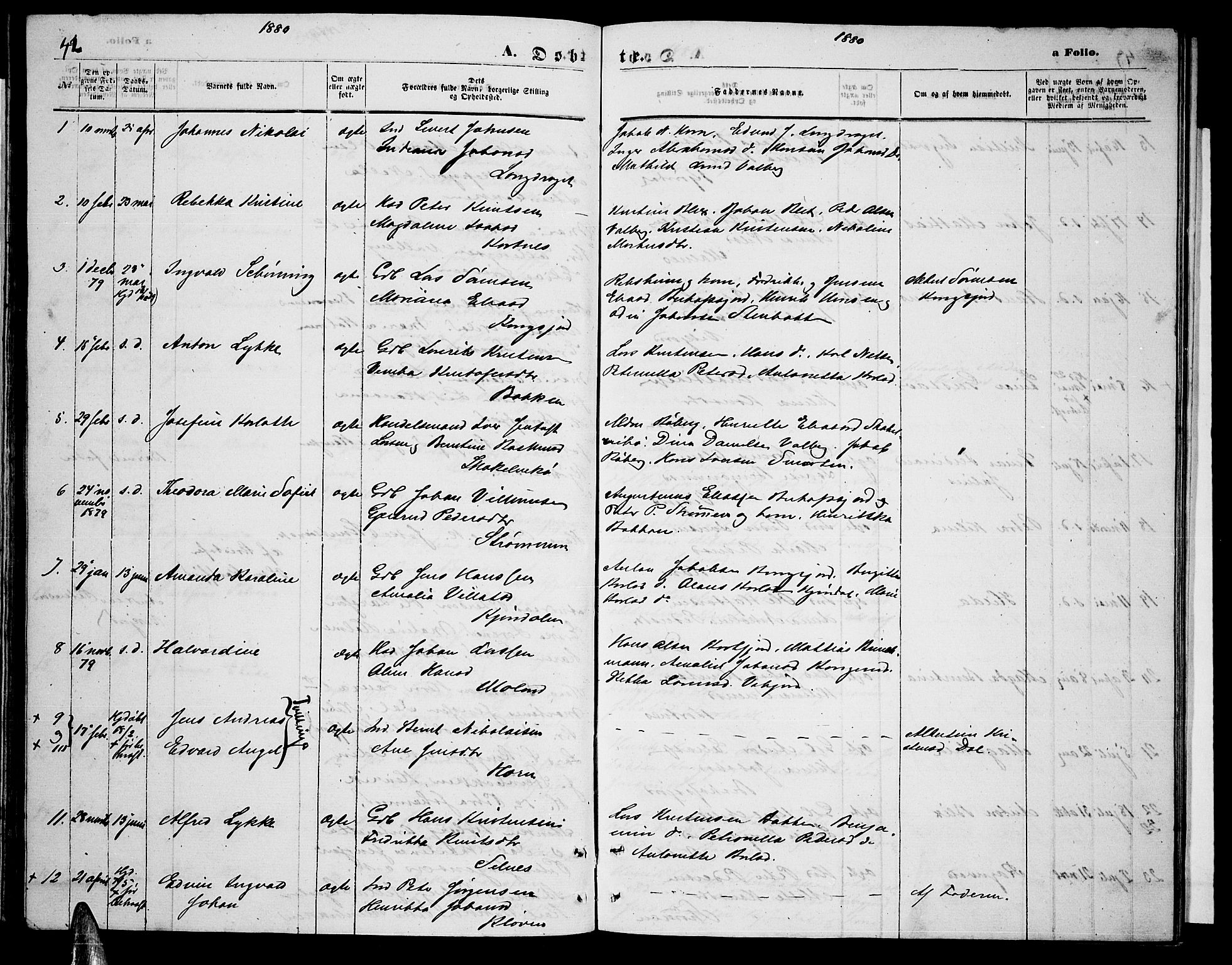 Ministerialprotokoller, klokkerbøker og fødselsregistre - Nordland, AV/SAT-A-1459/884/L1196: Parish register (copy) no. 884C02, 1860-1887, p. 42