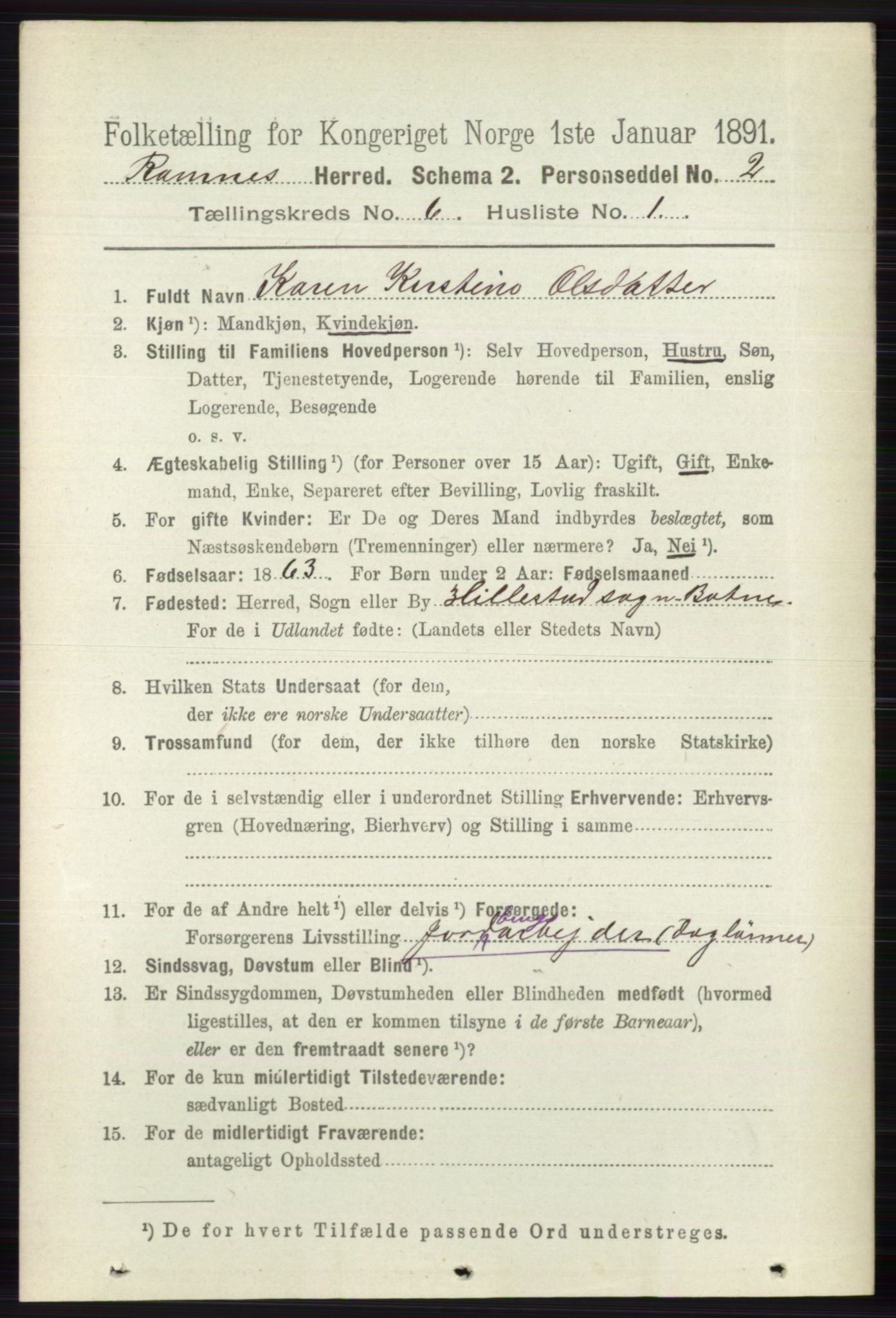 RA, 1891 census for 0718 Ramnes, 1891, p. 3321