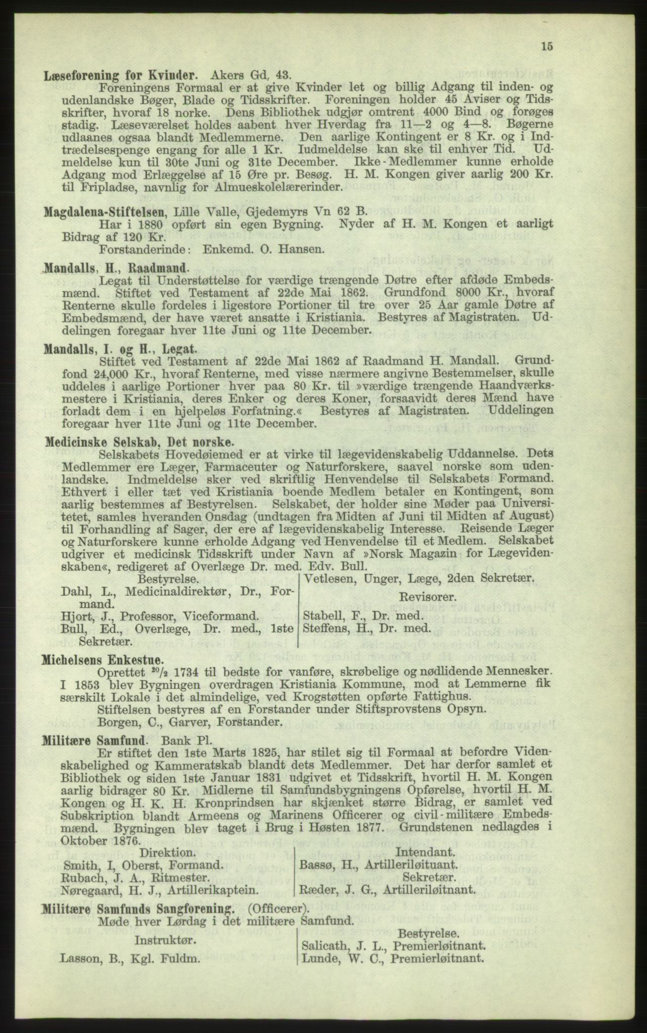 Kristiania/Oslo adressebok, PUBL/-, 1884, p. 15