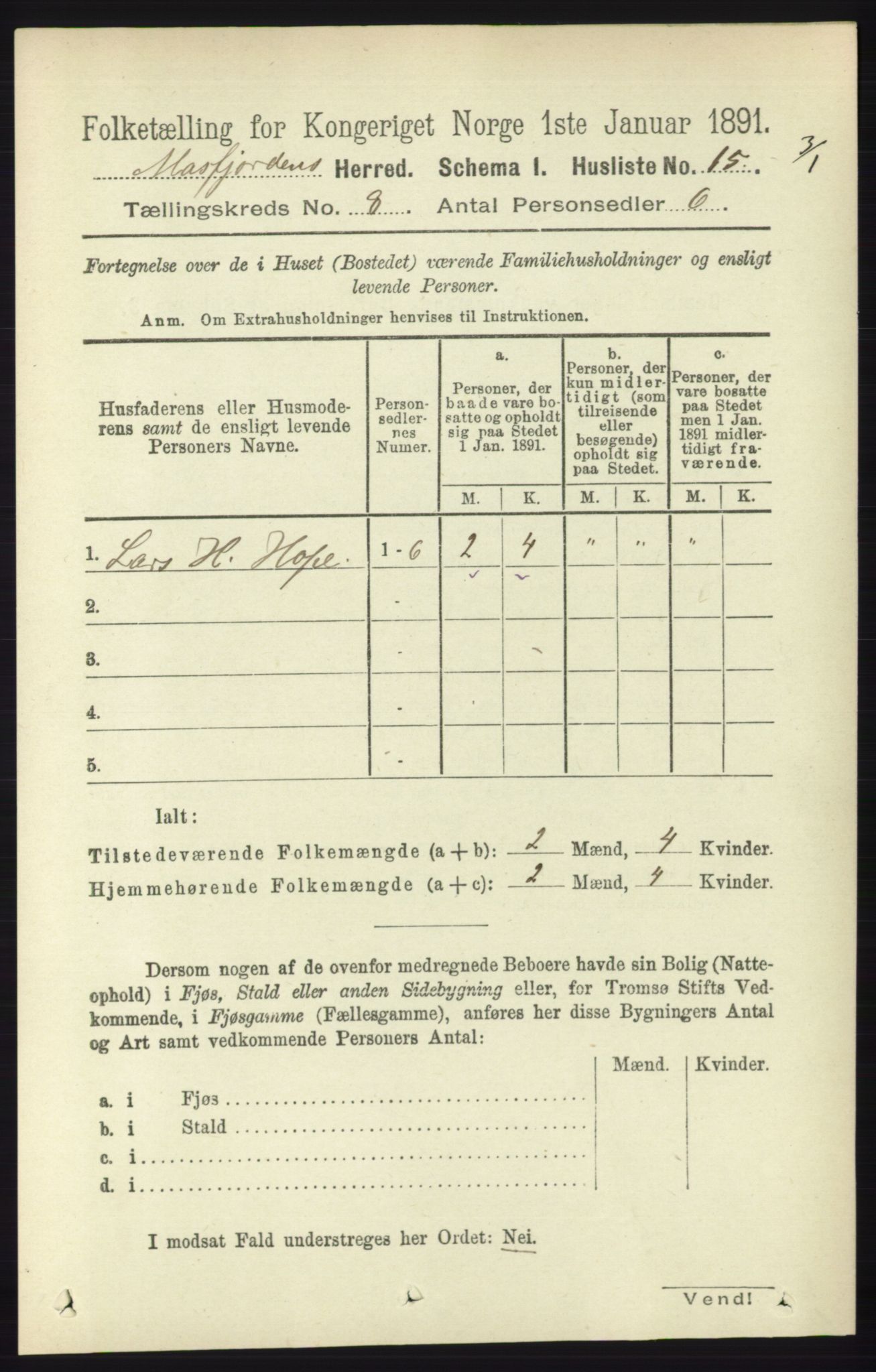 RA, 1891 census for 1266 Masfjorden, 1891, p. 1527