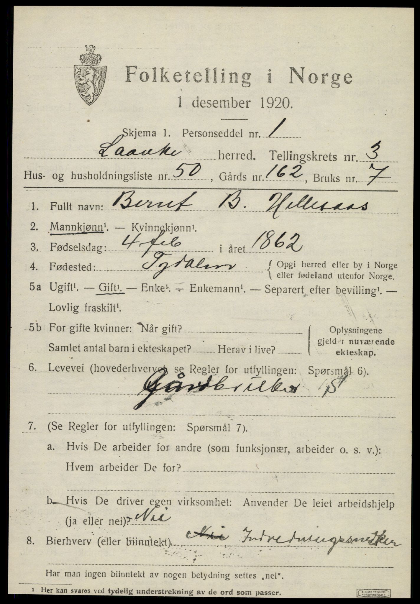 SAT, 1920 census for Lånke, 1920, p. 2290