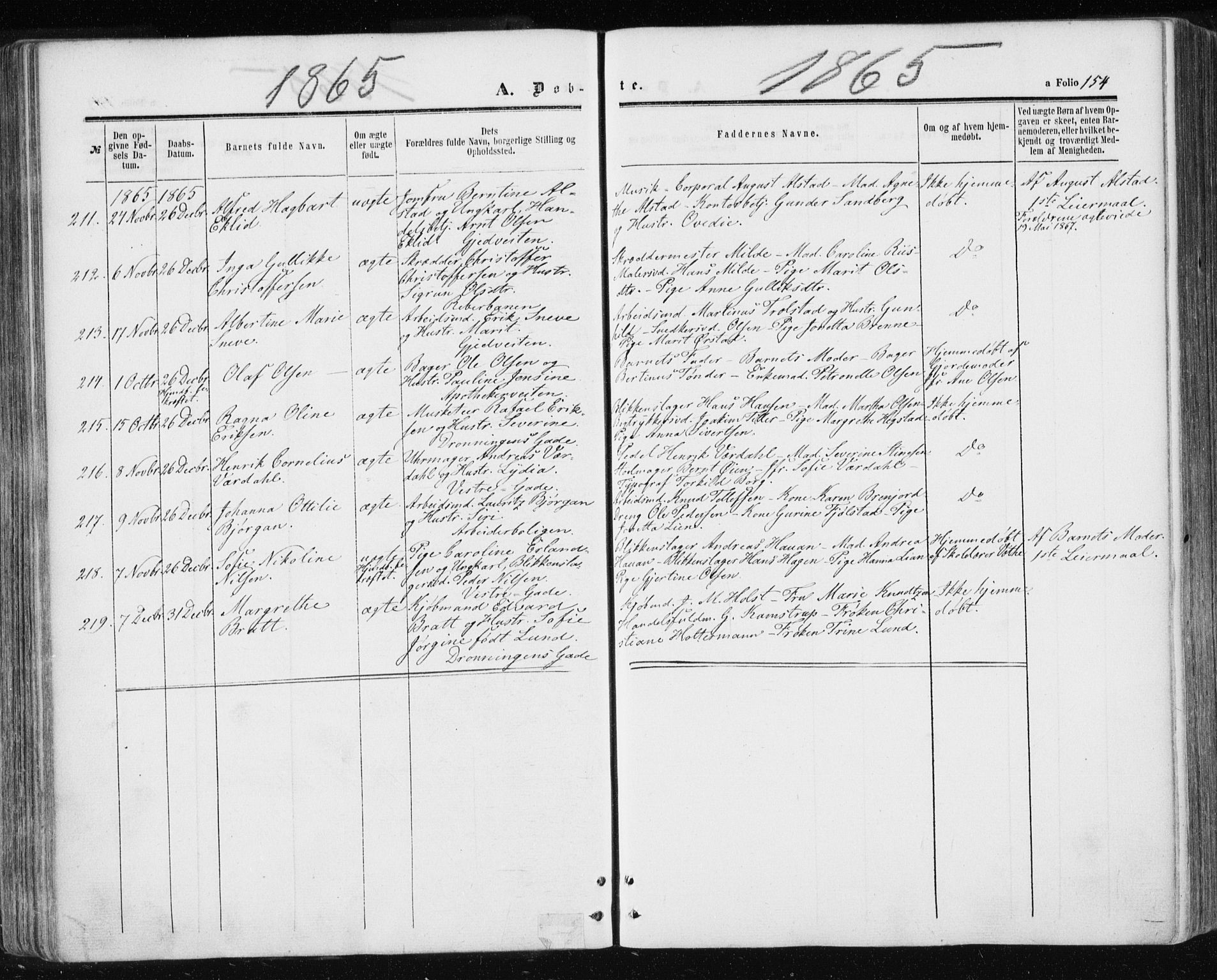 Ministerialprotokoller, klokkerbøker og fødselsregistre - Sør-Trøndelag, SAT/A-1456/601/L0053: Parish register (official) no. 601A21, 1857-1865, p. 154