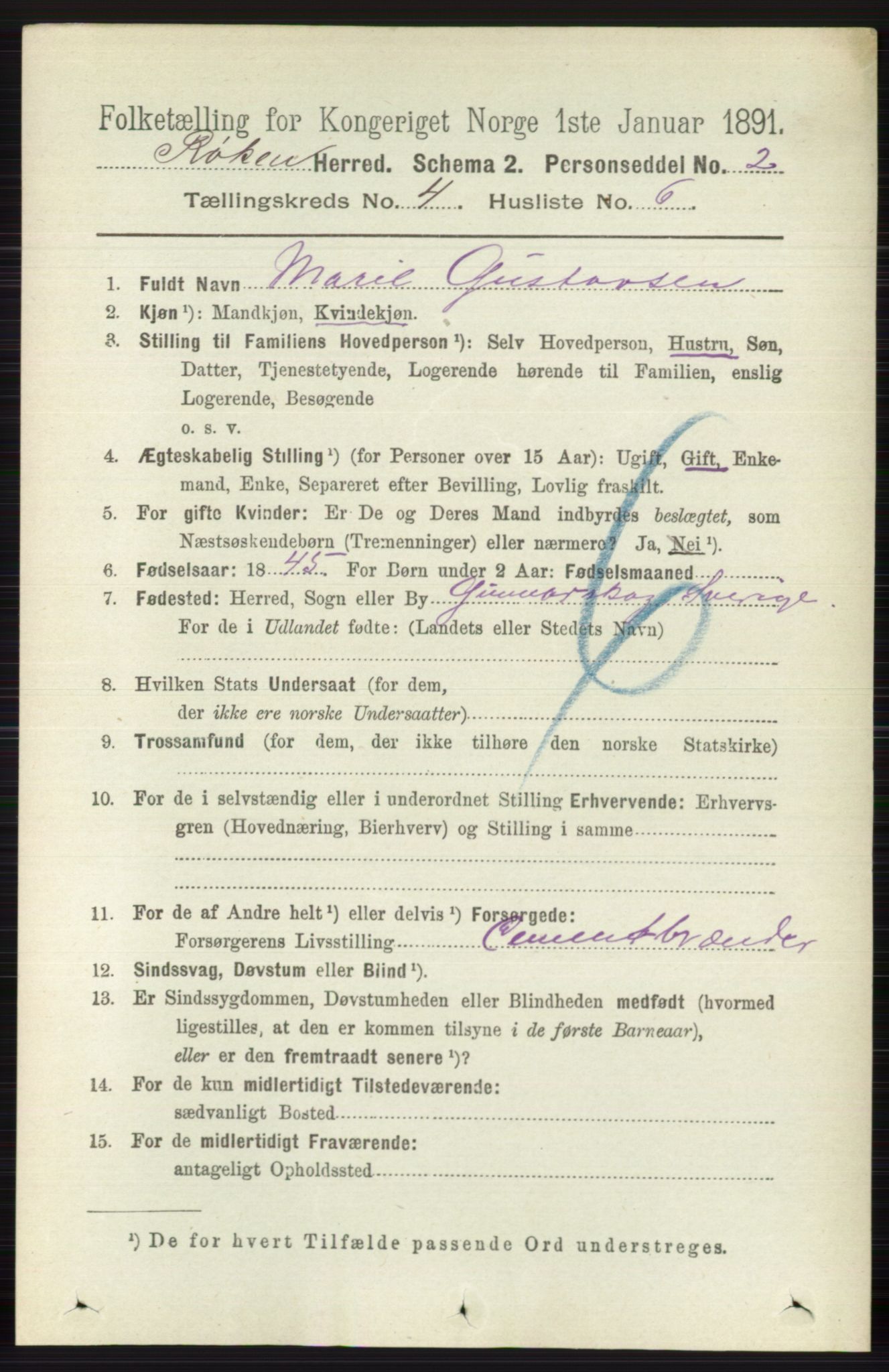 RA, 1891 census for 0627 Røyken, 1891, p. 1892