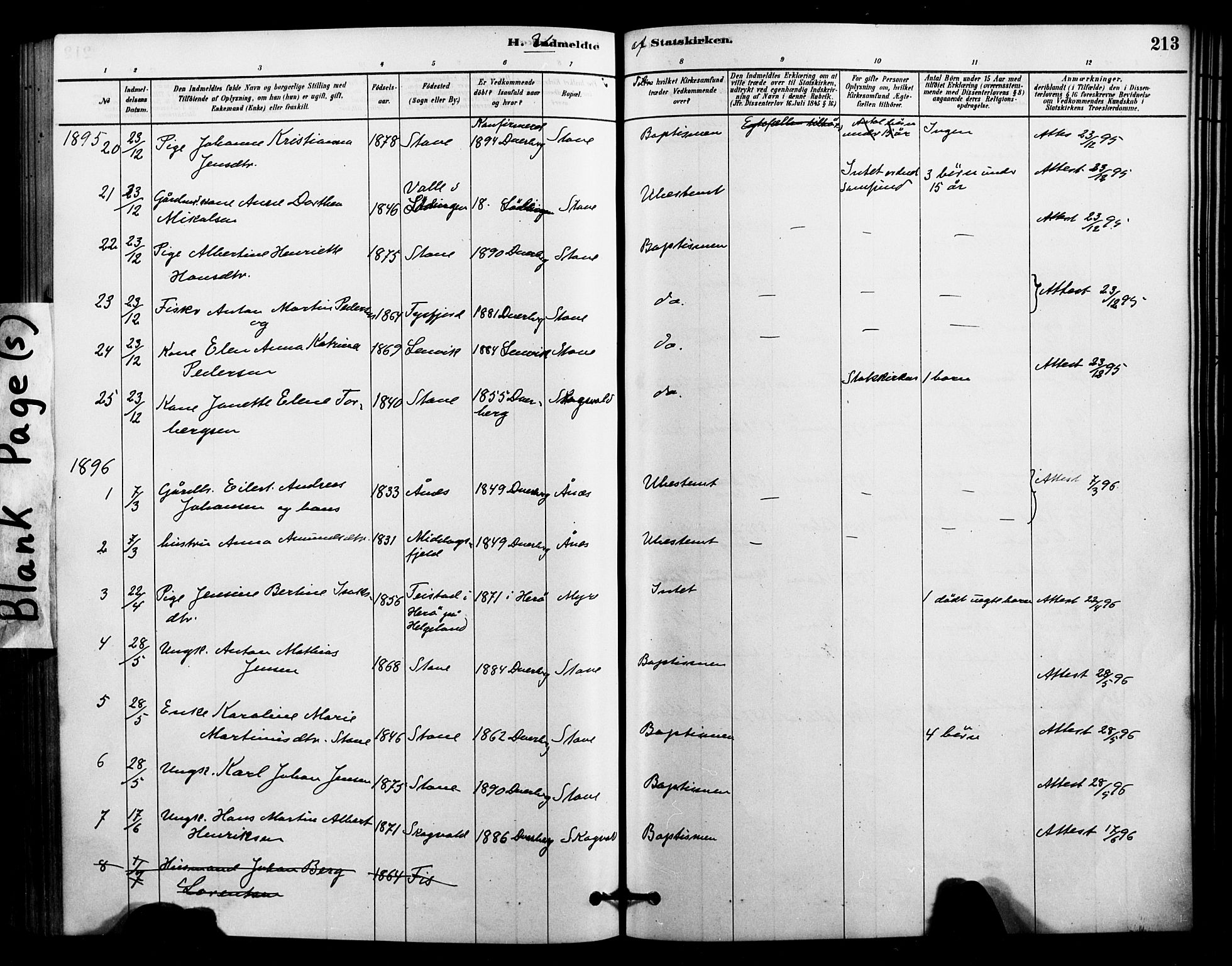 Ministerialprotokoller, klokkerbøker og fødselsregistre - Nordland, AV/SAT-A-1459/897/L1399: Parish register (official) no. 897C06, 1881-1896, p. 213