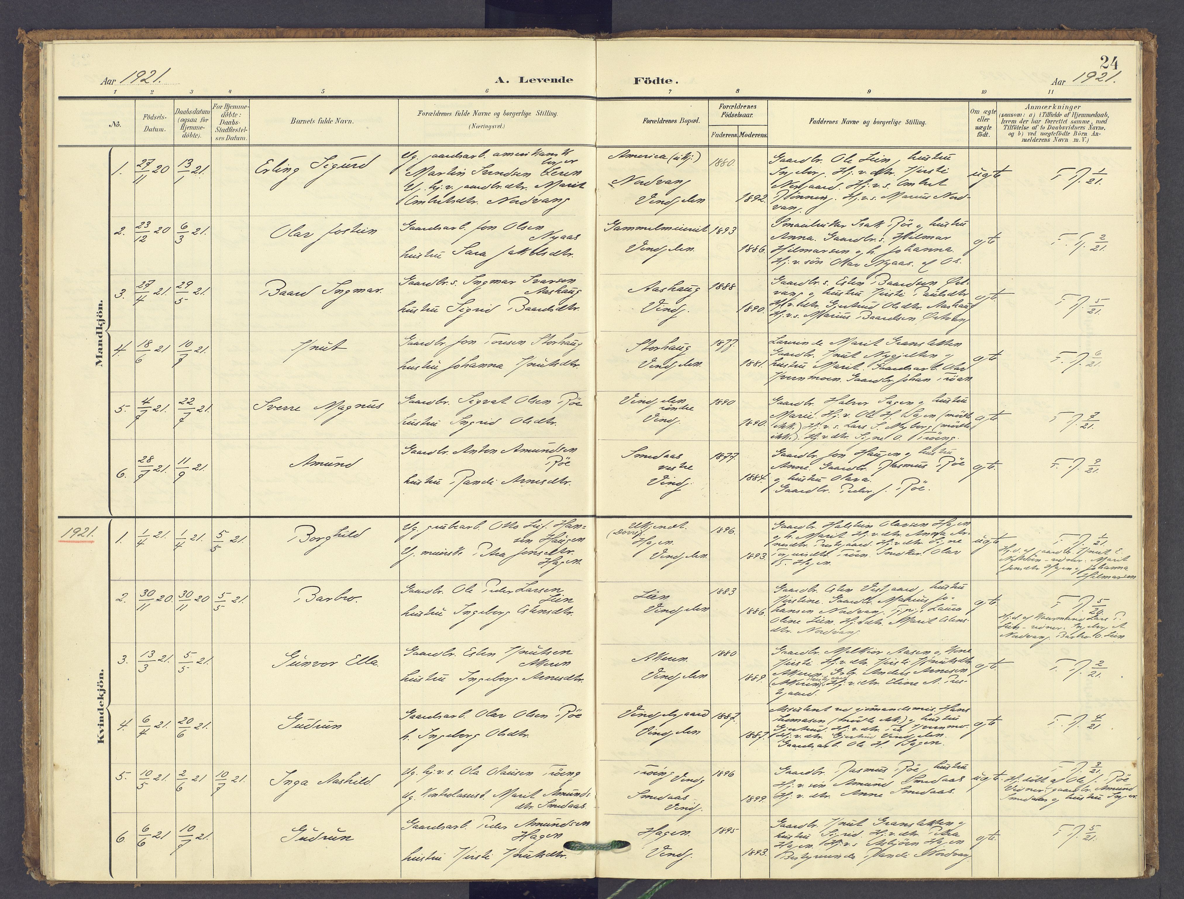 Tolga prestekontor, AV/SAH-PREST-062/K/L0015: Parish register (official) no. 15, 1903-1946, p. 24