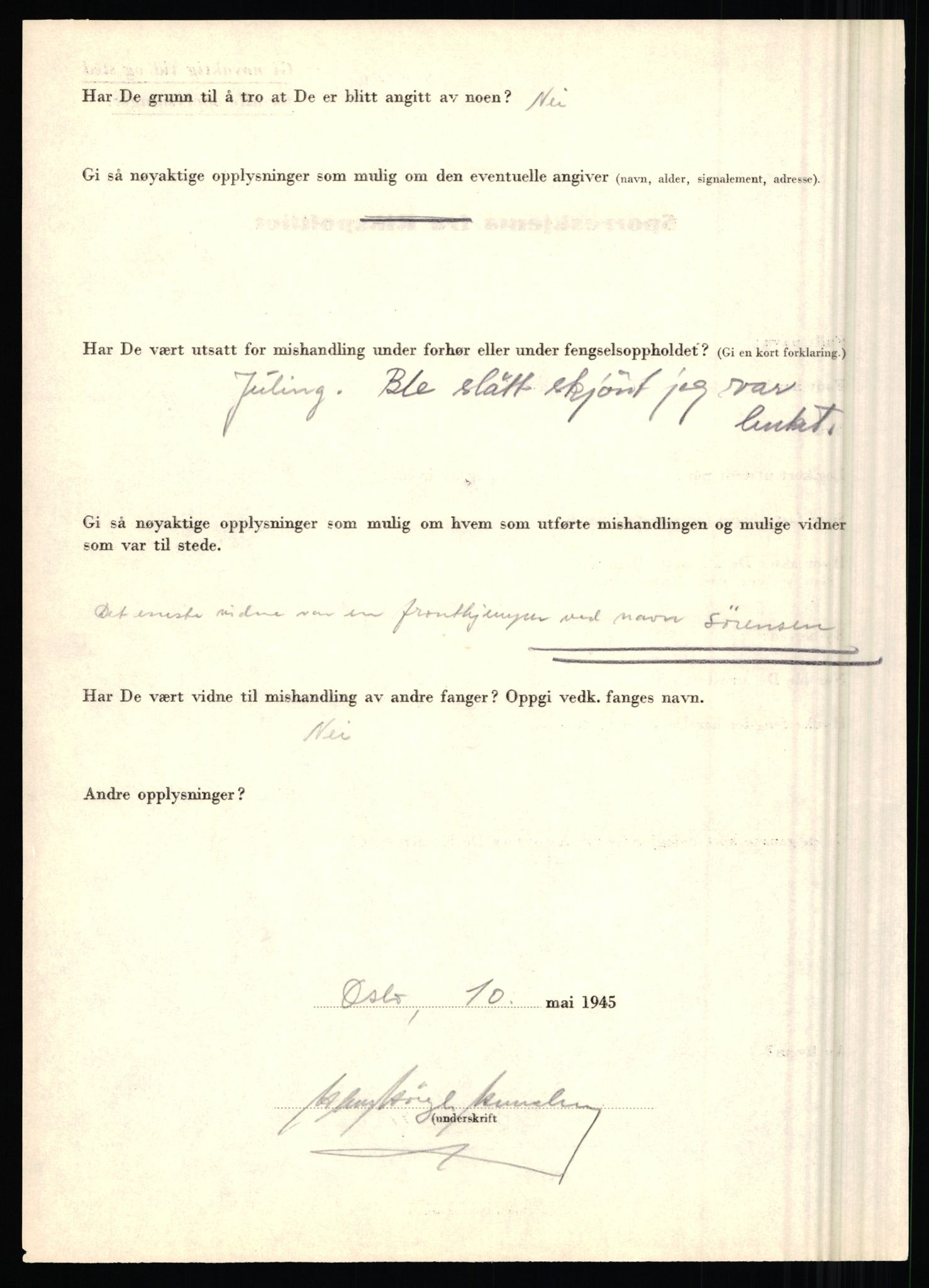 Rikspolitisjefen, AV/RA-S-1560/L/L0007: Heen, Erik C. - Iversen, Trygve, 1940-1945, p. 50