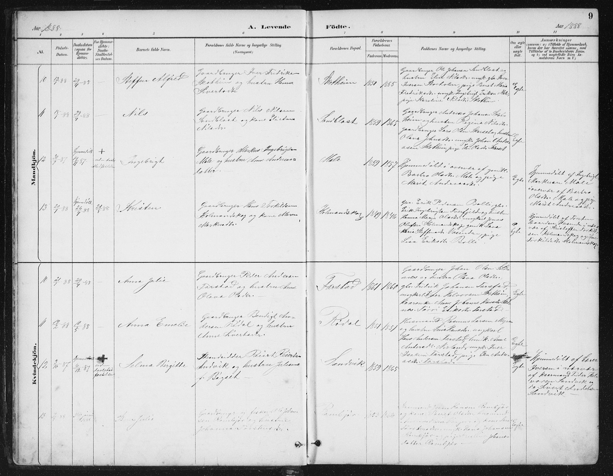 Ministerialprotokoller, klokkerbøker og fødselsregistre - Møre og Romsdal, AV/SAT-A-1454/567/L0783: Parish register (copy) no. 567C03, 1887-1903, p. 9