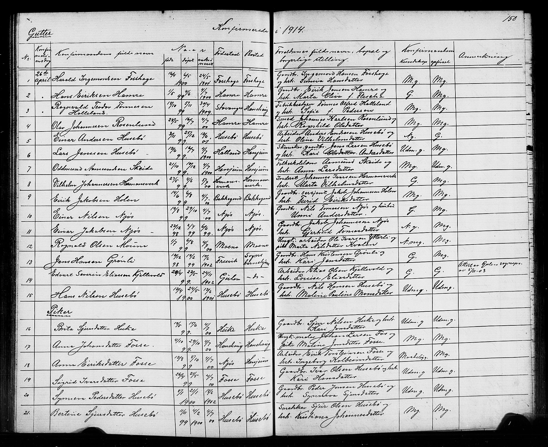 Leikanger sokneprestembete, SAB/A-81001: Parish register (copy) no. A 1, 1873-1916, p. 150