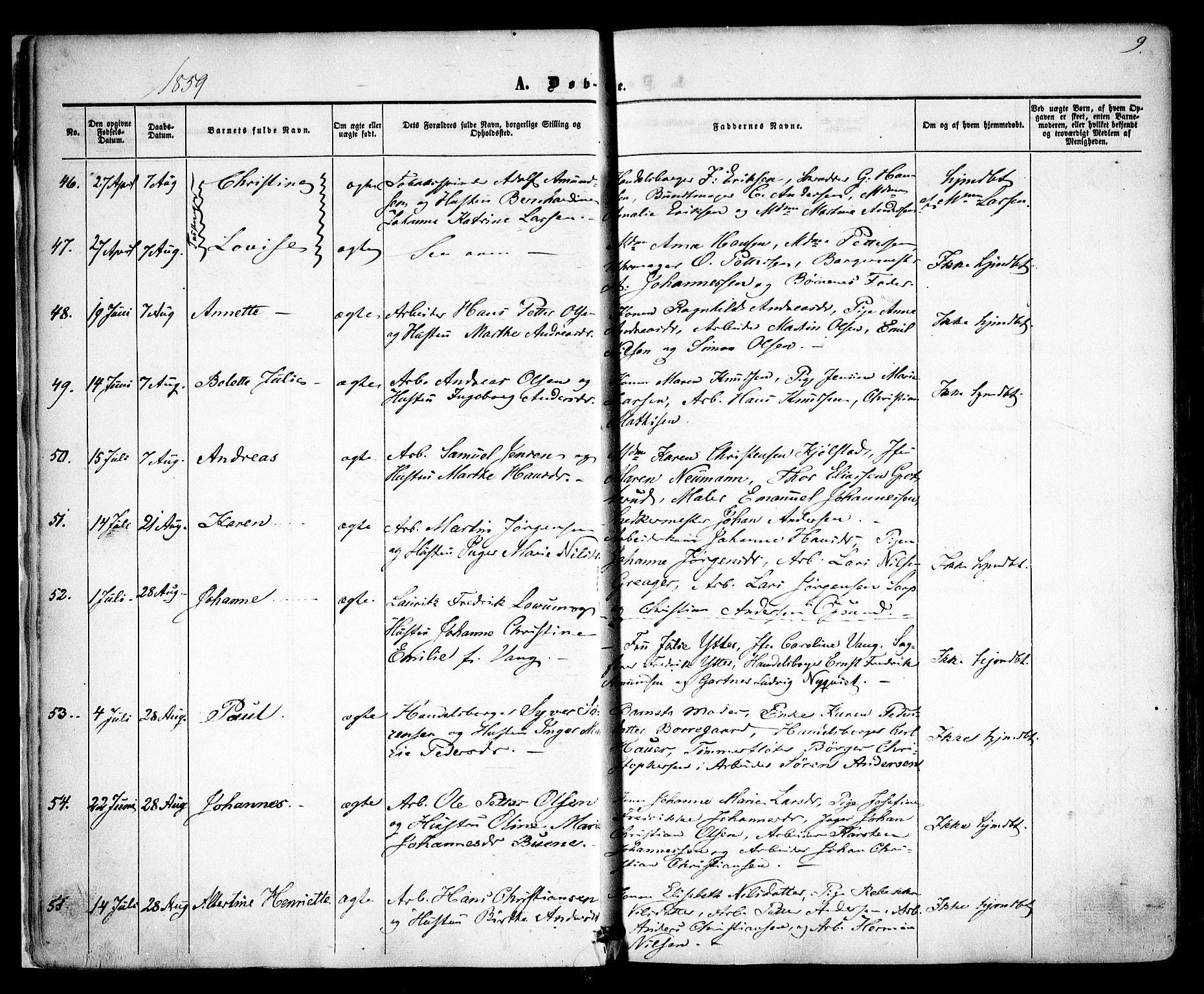 Sarpsborg prestekontor Kirkebøker, AV/SAO-A-2006/F/Fa/L0001: Parish register (official) no. 1, 1859-1868, p. 9