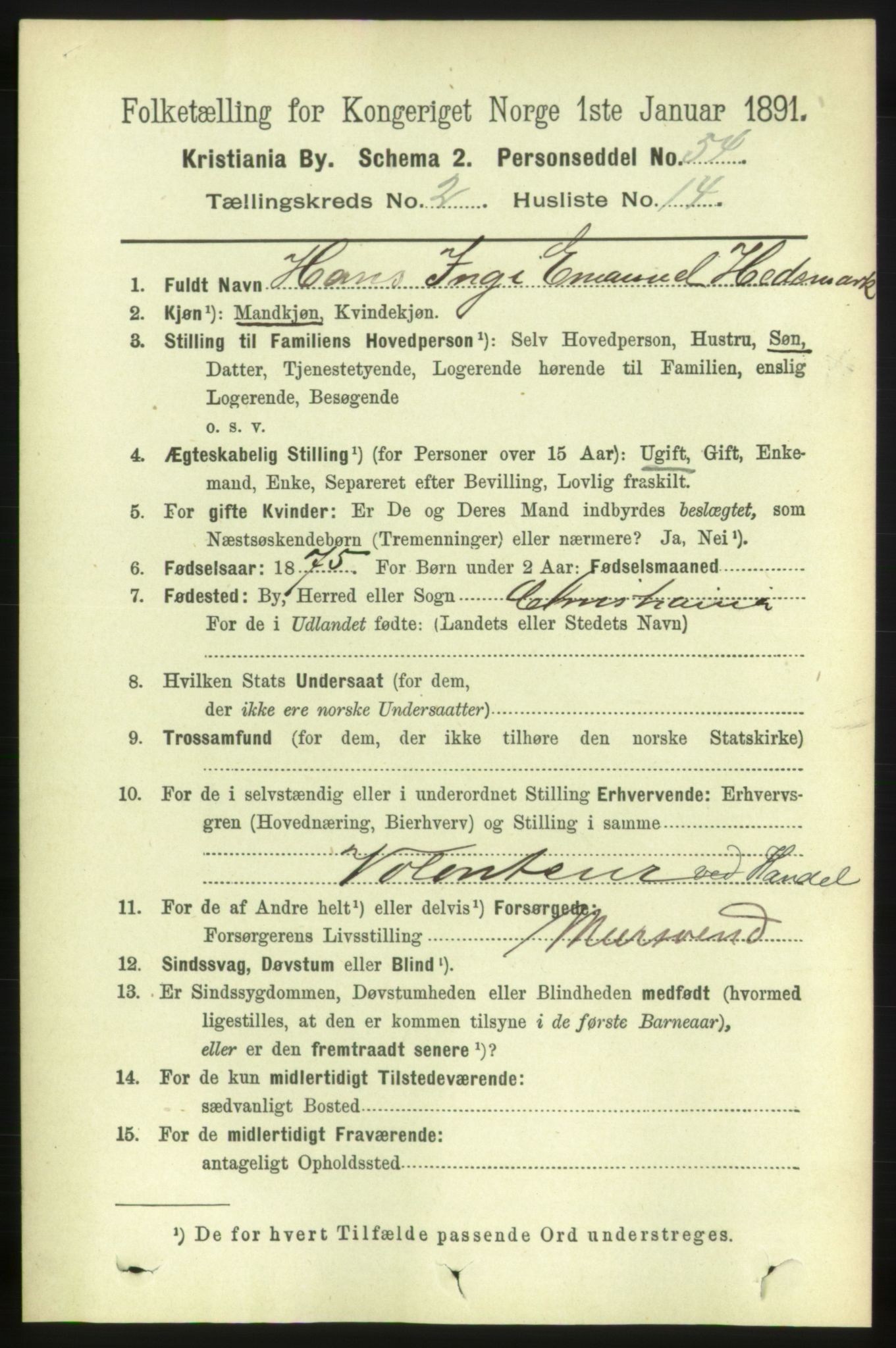 RA, 1891 census for 0301 Kristiania, 1891, p. 756