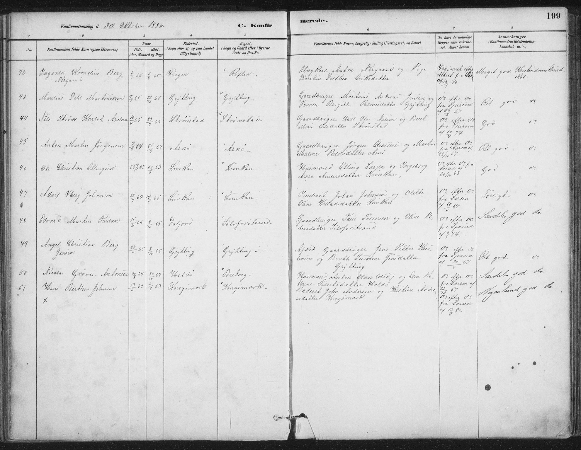 Ministerialprotokoller, klokkerbøker og fødselsregistre - Nordland, SAT/A-1459/888/L1244: Parish register (official) no. 888A10, 1880-1890, p. 199