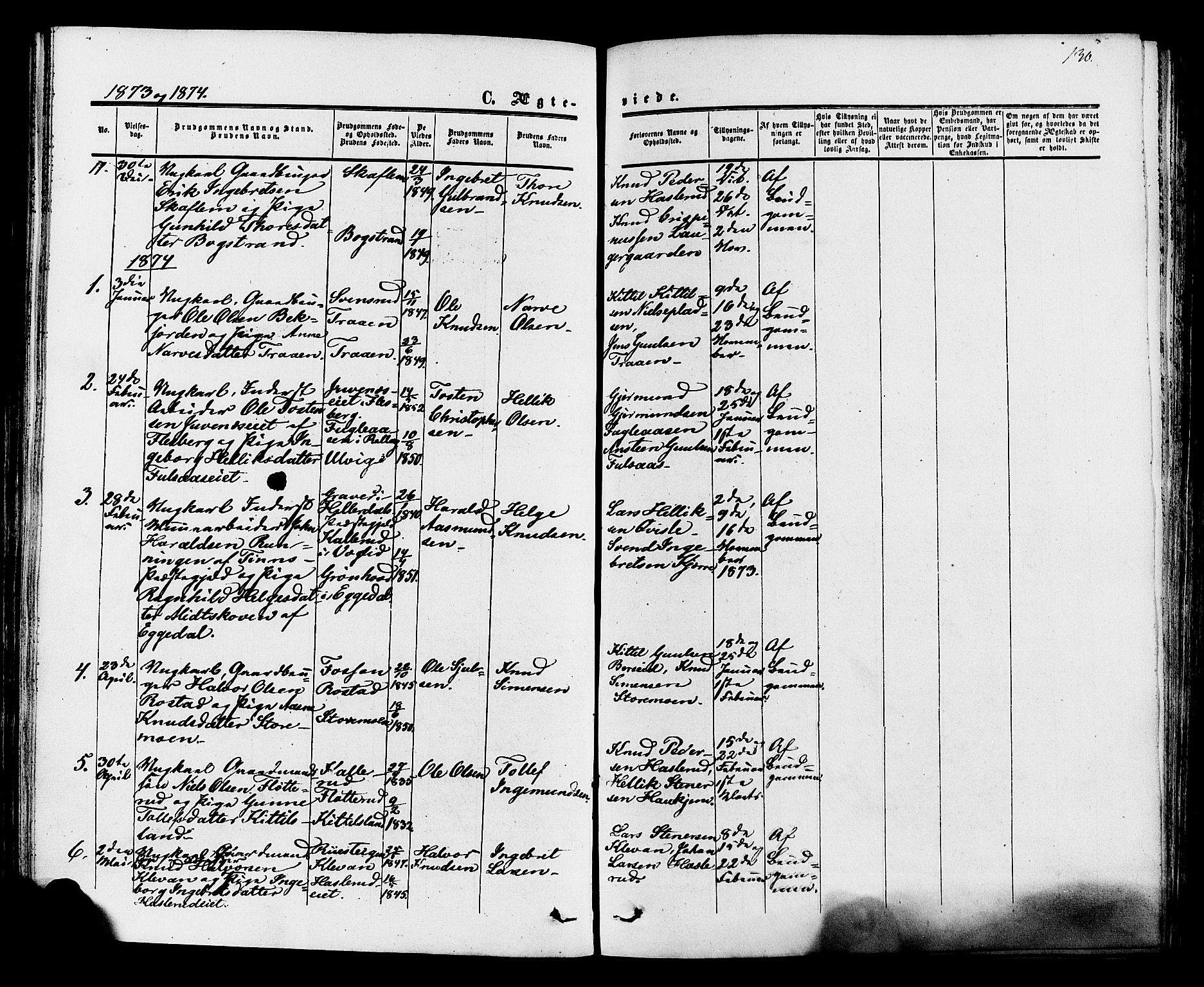 Rollag kirkebøker, SAKO/A-240/F/Fa/L0009: Parish register (official) no. I 9, 1860-1874, p. 130