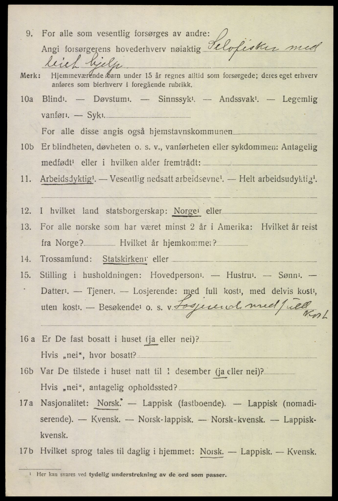 SAT, 1920 census for Lødingen, 1920, p. 6960